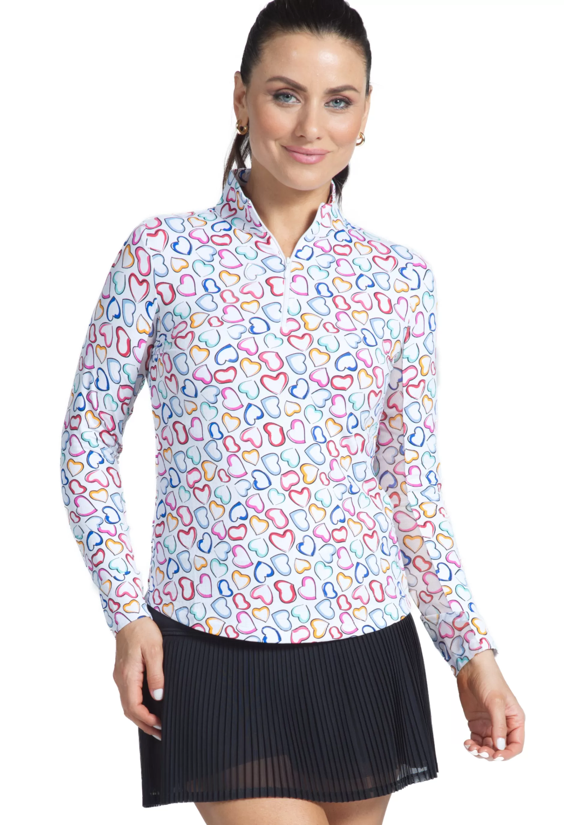 Amara Print Long Sleeve Mock Neck Top 10384^IBKUL Store