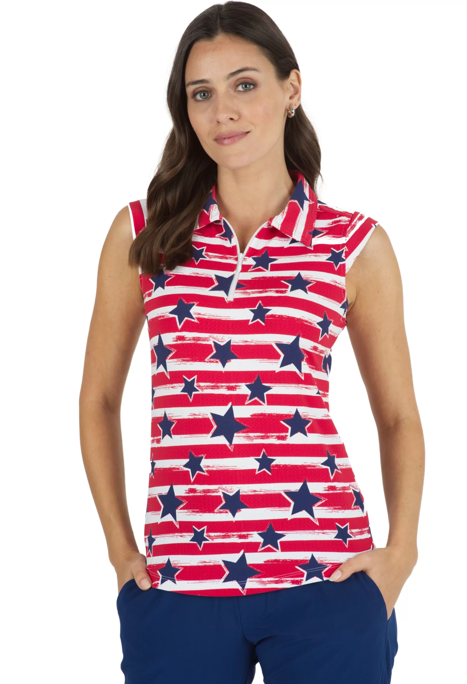 Americana Ii Print Sleeveless Polo 14490^IBKUL Discount