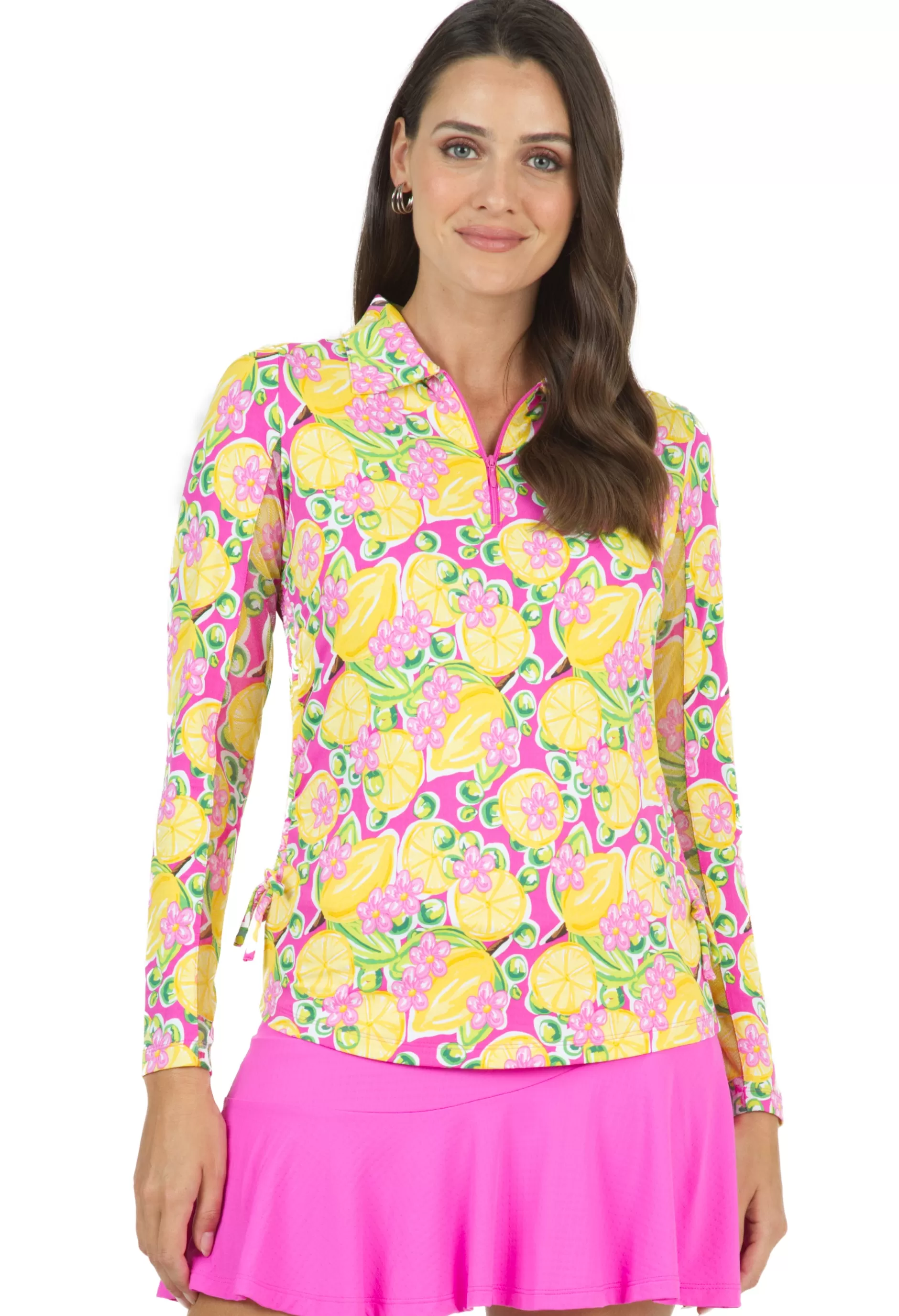 Calista Print Adjustable Length Long Sleeve Polo - 48652^IBKUL Best