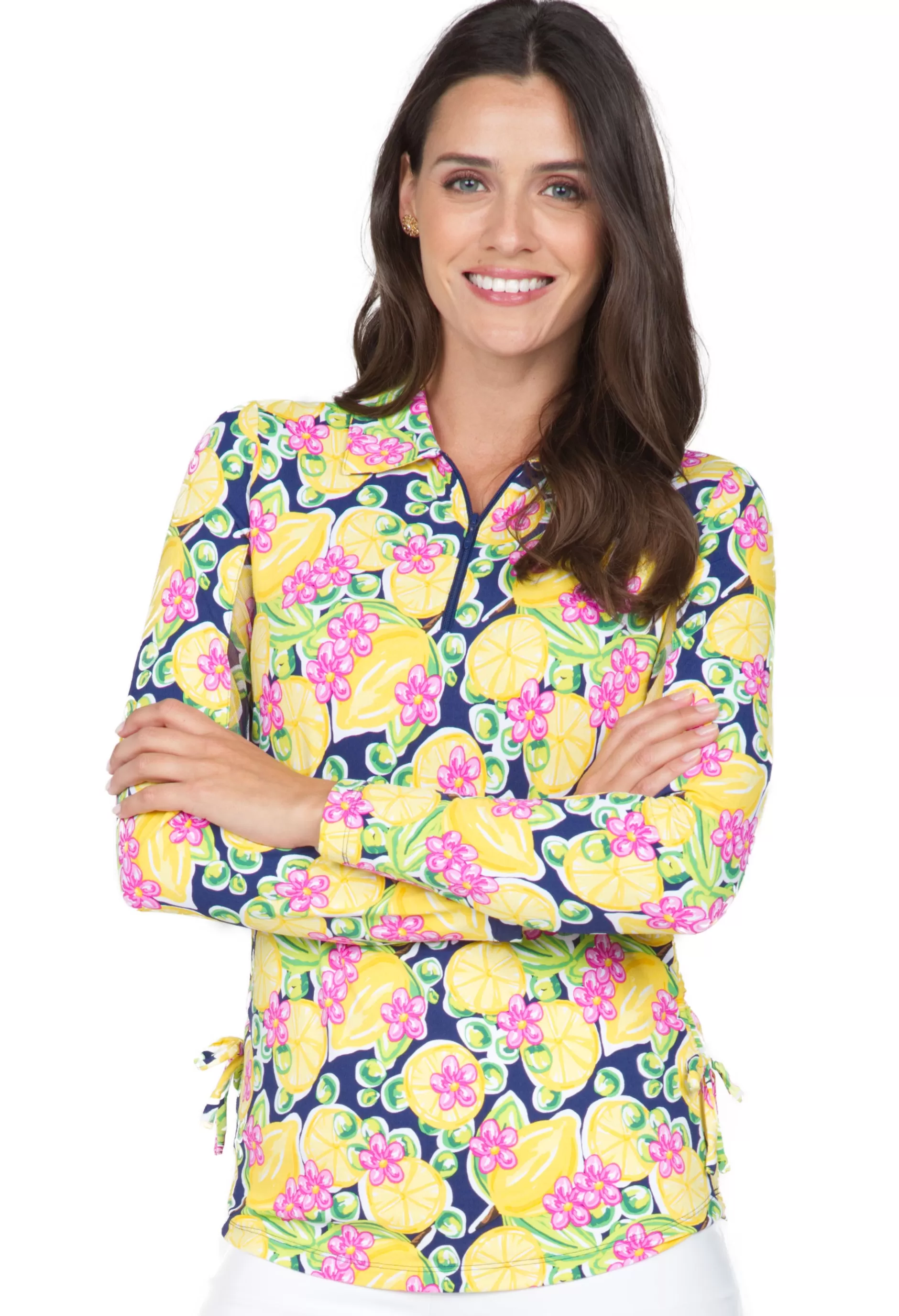 Calista Print Adjustable Length Long Sleeve Polo - 48652^IBKUL Best