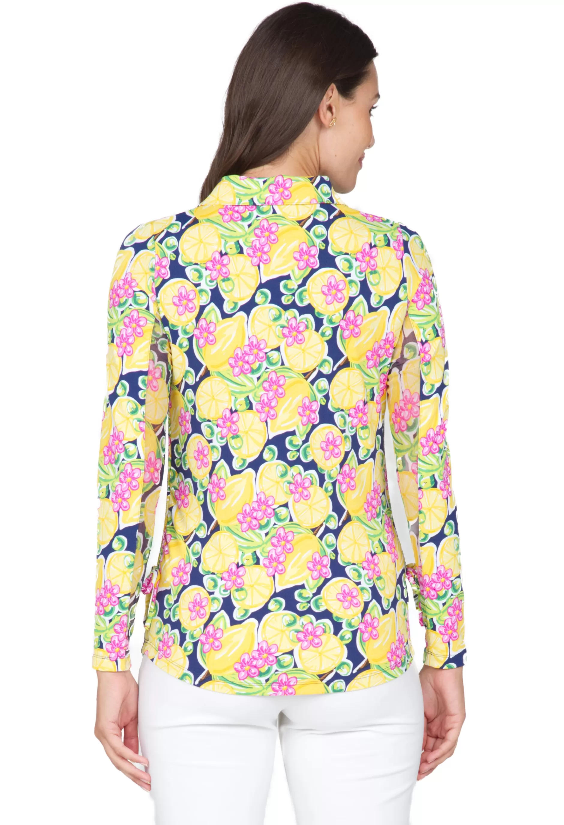 Calista Print Adjustable Length Long Sleeve Polo - 48652^IBKUL Best