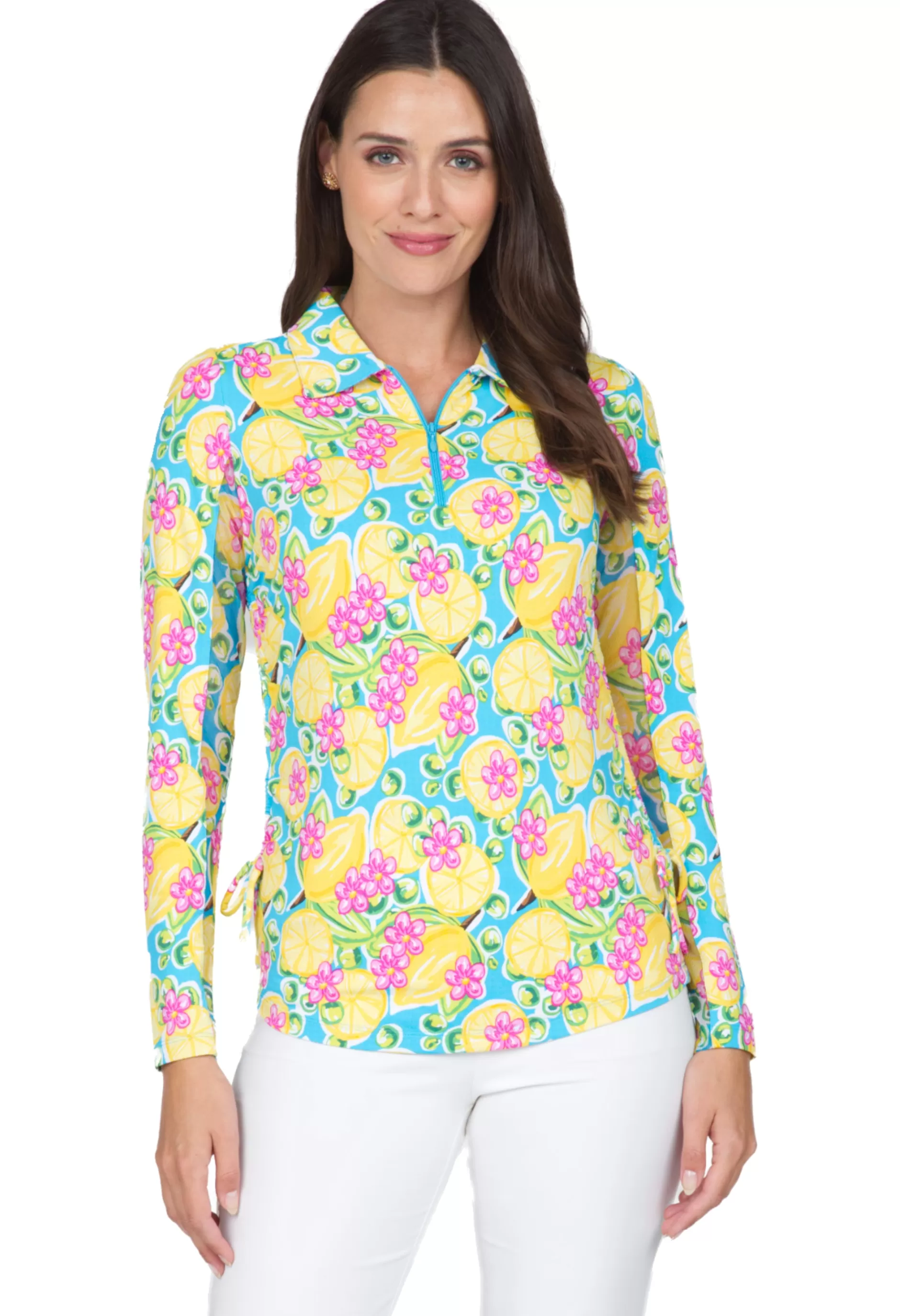 Calista Print Adjustable Length Long Sleeve Polo - 48652^IBKUL Best