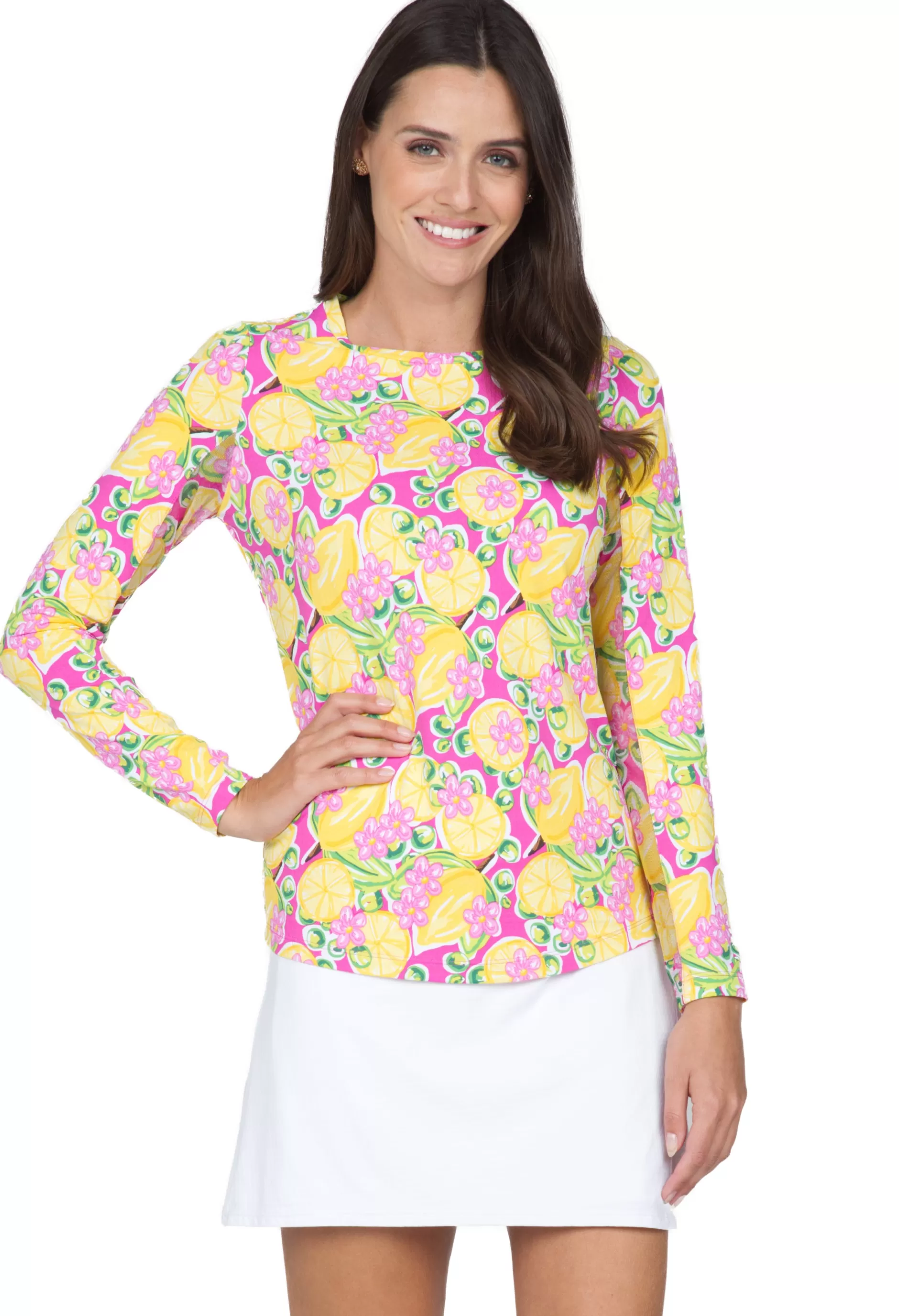 Calista Print Long Sleeve Crew Neck 12652^IBKUL Cheap