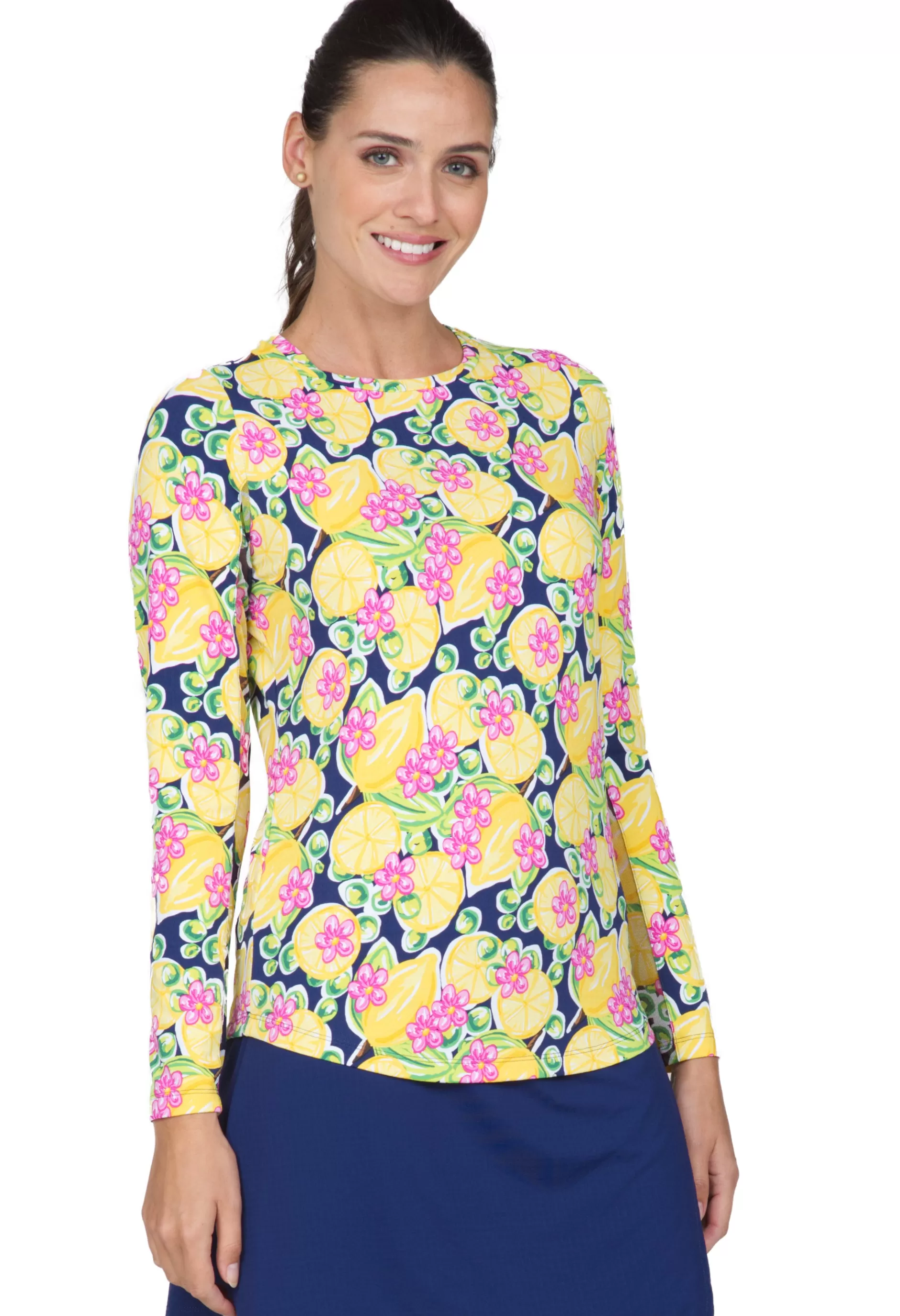Calista Print Long Sleeve Crew Neck 12652^IBKUL Cheap