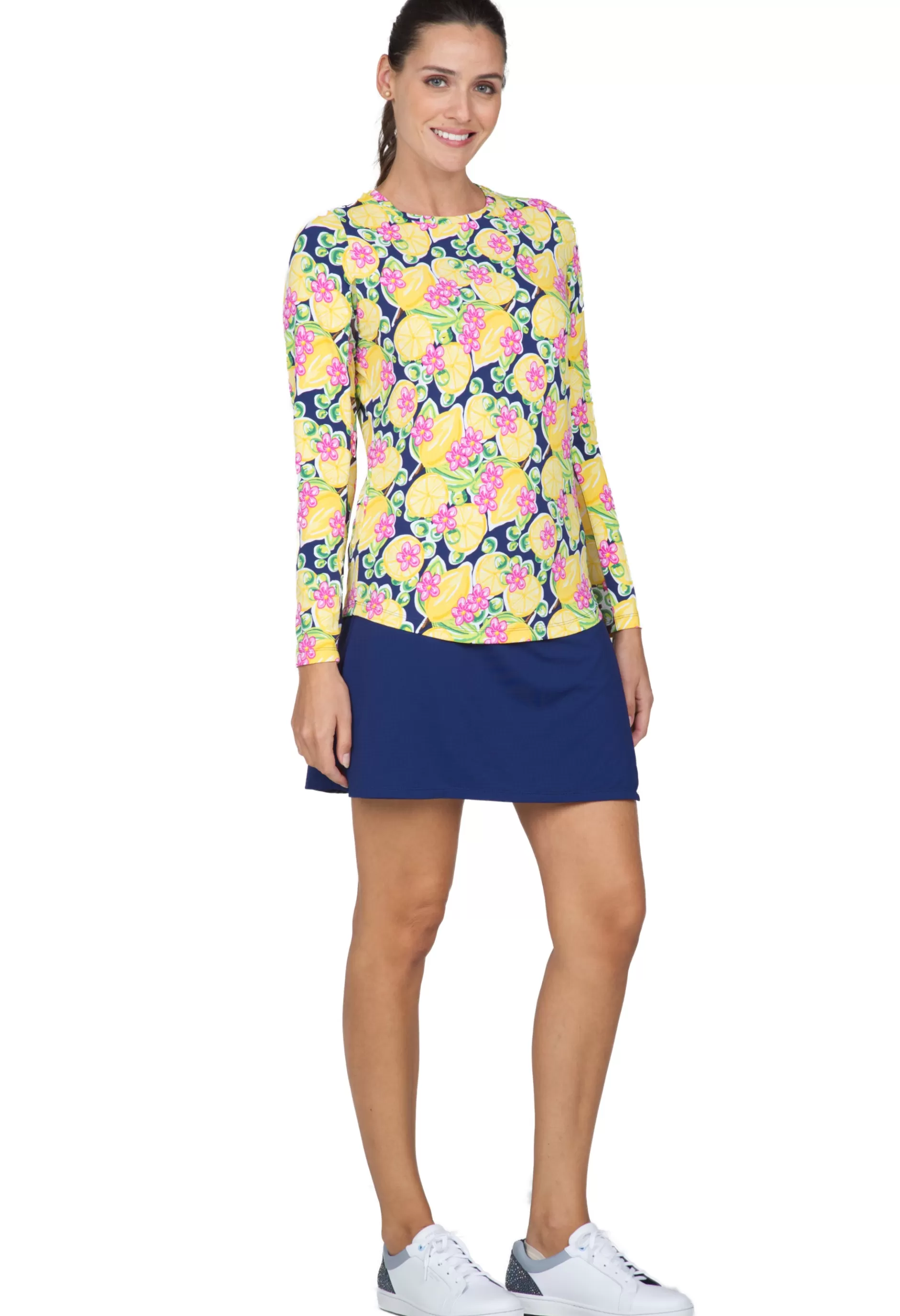 Calista Print Long Sleeve Crew Neck 12652^IBKUL Cheap