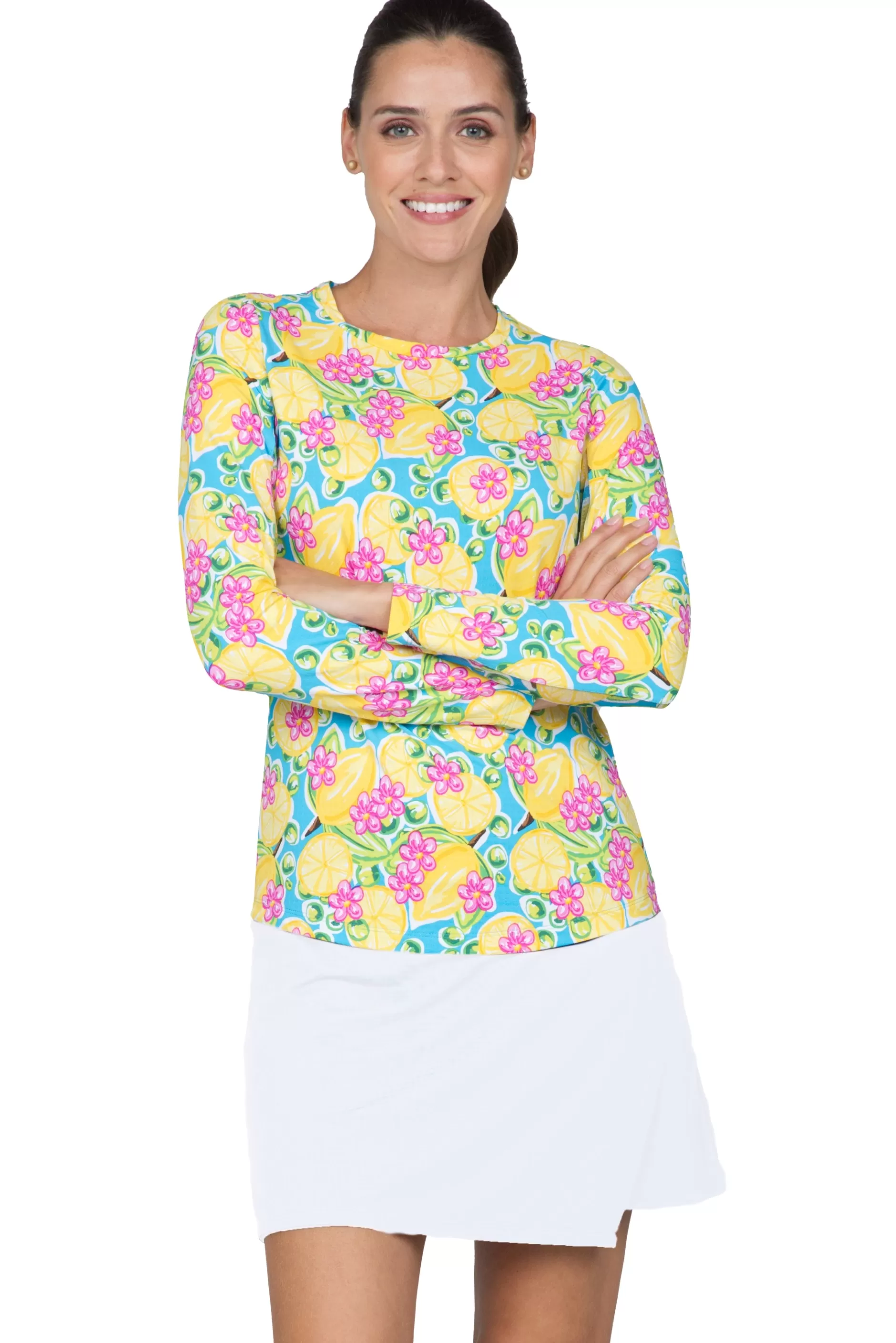 Calista Print Long Sleeve Crew Neck 12652^IBKUL Cheap