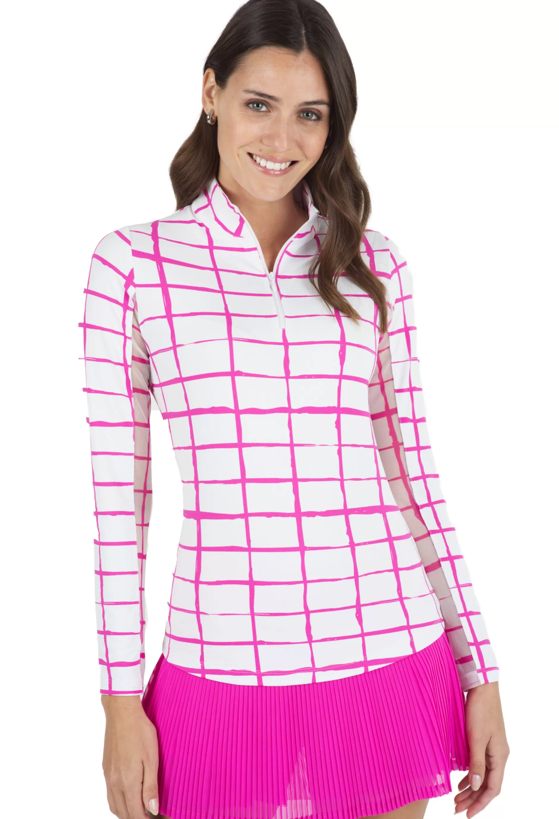 Cordova Print Long Sleeve Mock Neck Top 10495^IBKUL Flash Sale