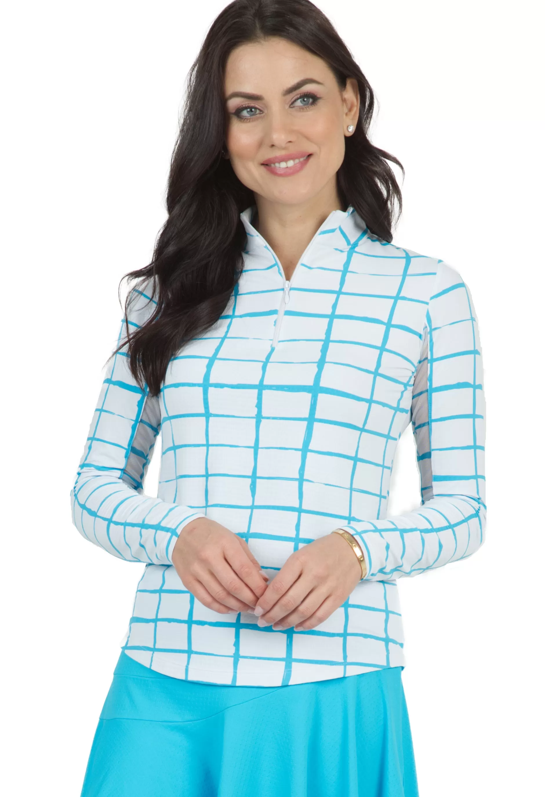 Cordova Print Long Sleeve Mock Neck Top 10495^IBKUL Flash Sale