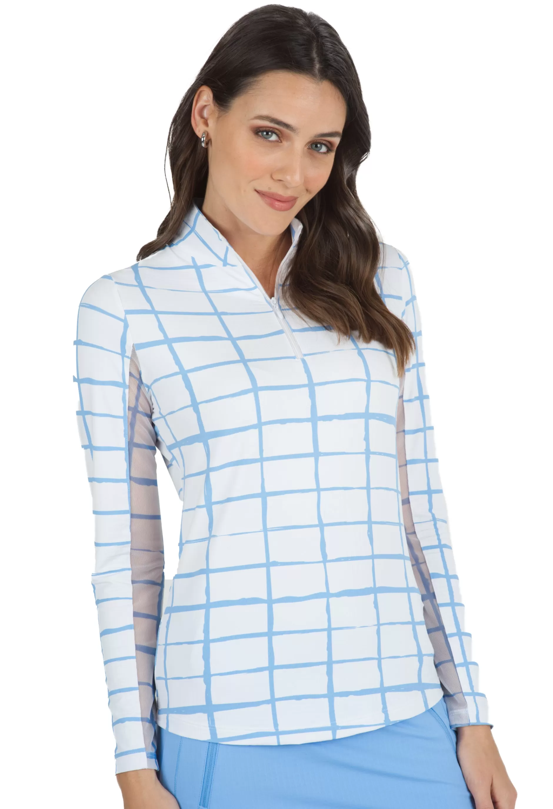 Cordova Print Long Sleeve Mock Neck Top 10495^IBKUL Flash Sale