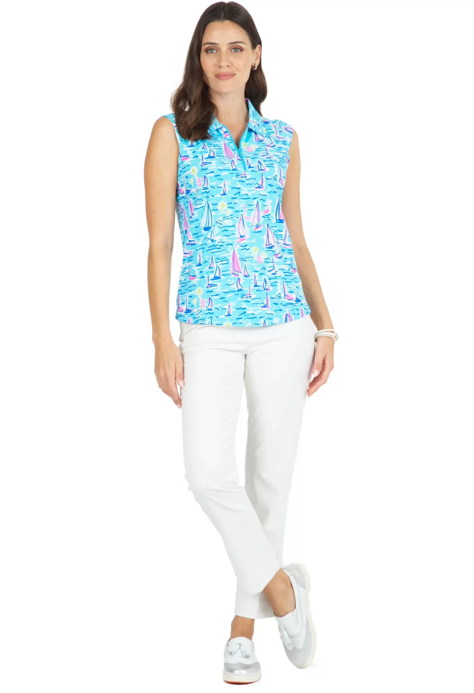 Darling Sail Print Sleeveless Polo 14492^IBKUL Flash Sale