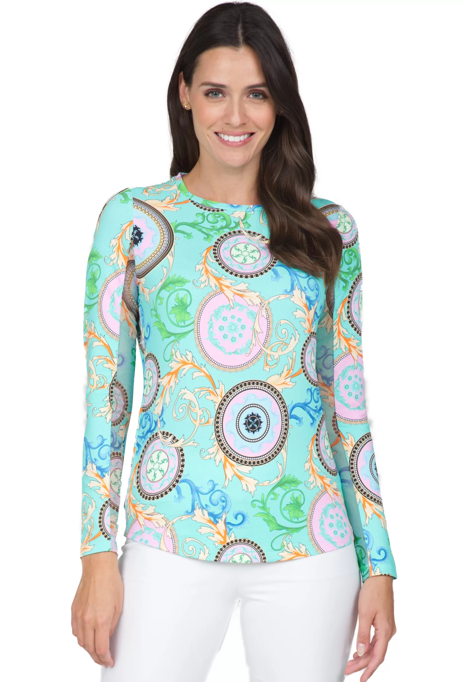 Debbie Print Long Sleeve Crew Neck 12654^IBKUL Flash Sale