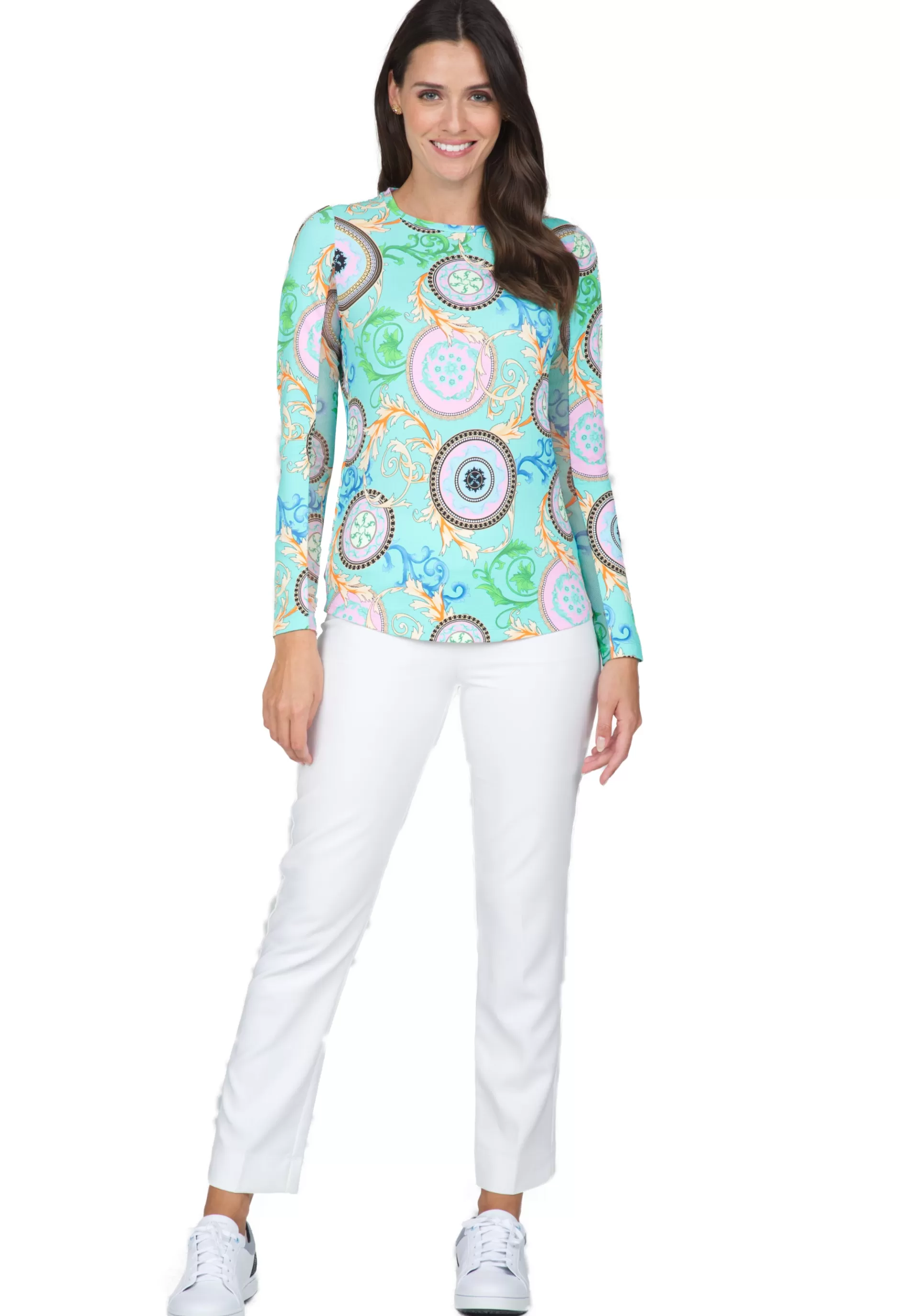 Debbie Print Long Sleeve Crew Neck 12654^IBKUL Flash Sale