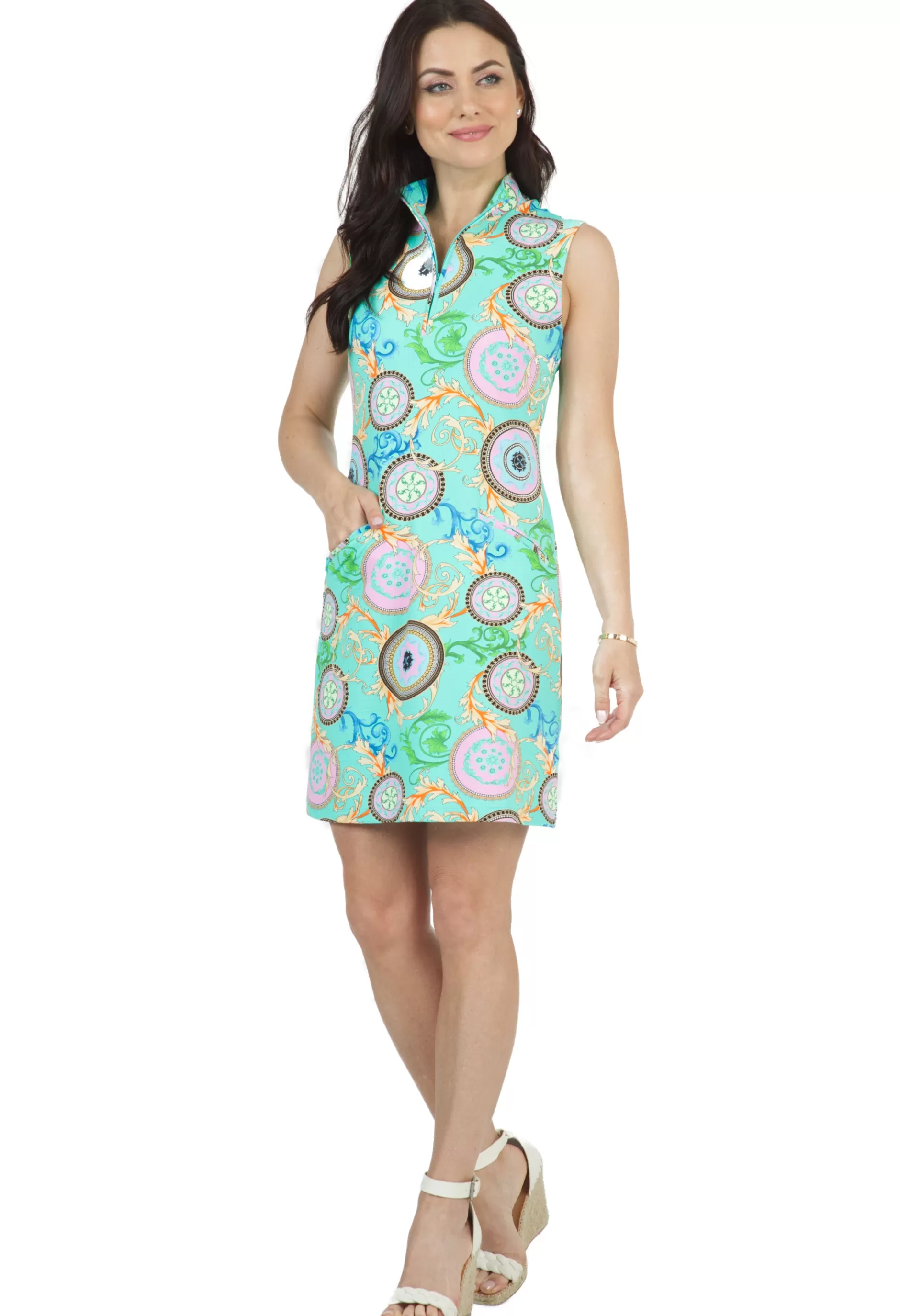 Debbie Print Sleeveless Mock Dress 58654^IBKUL Sale