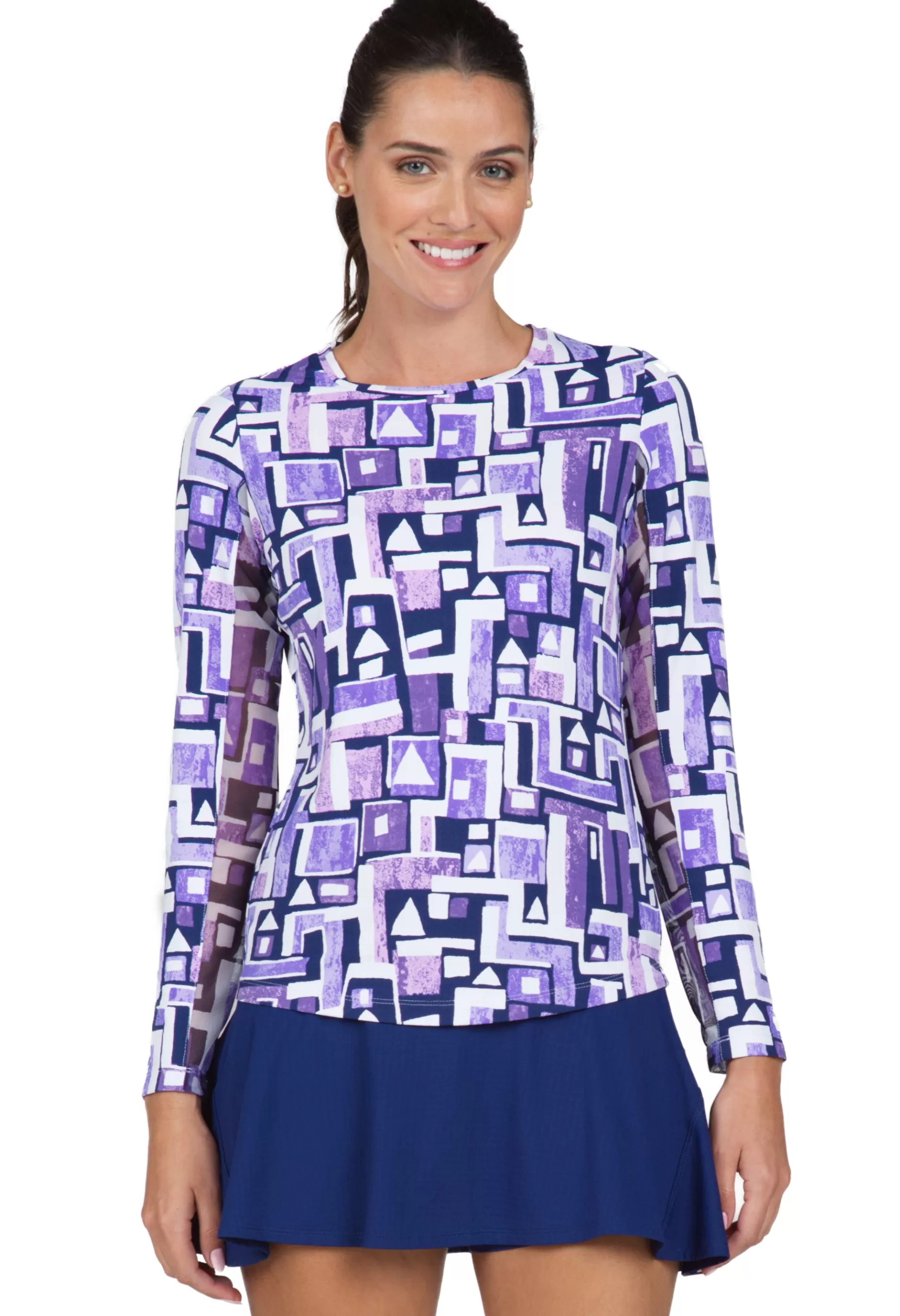 Jennifer Print Long Sleeve Crew Neck 12543^IBKUL Clearance