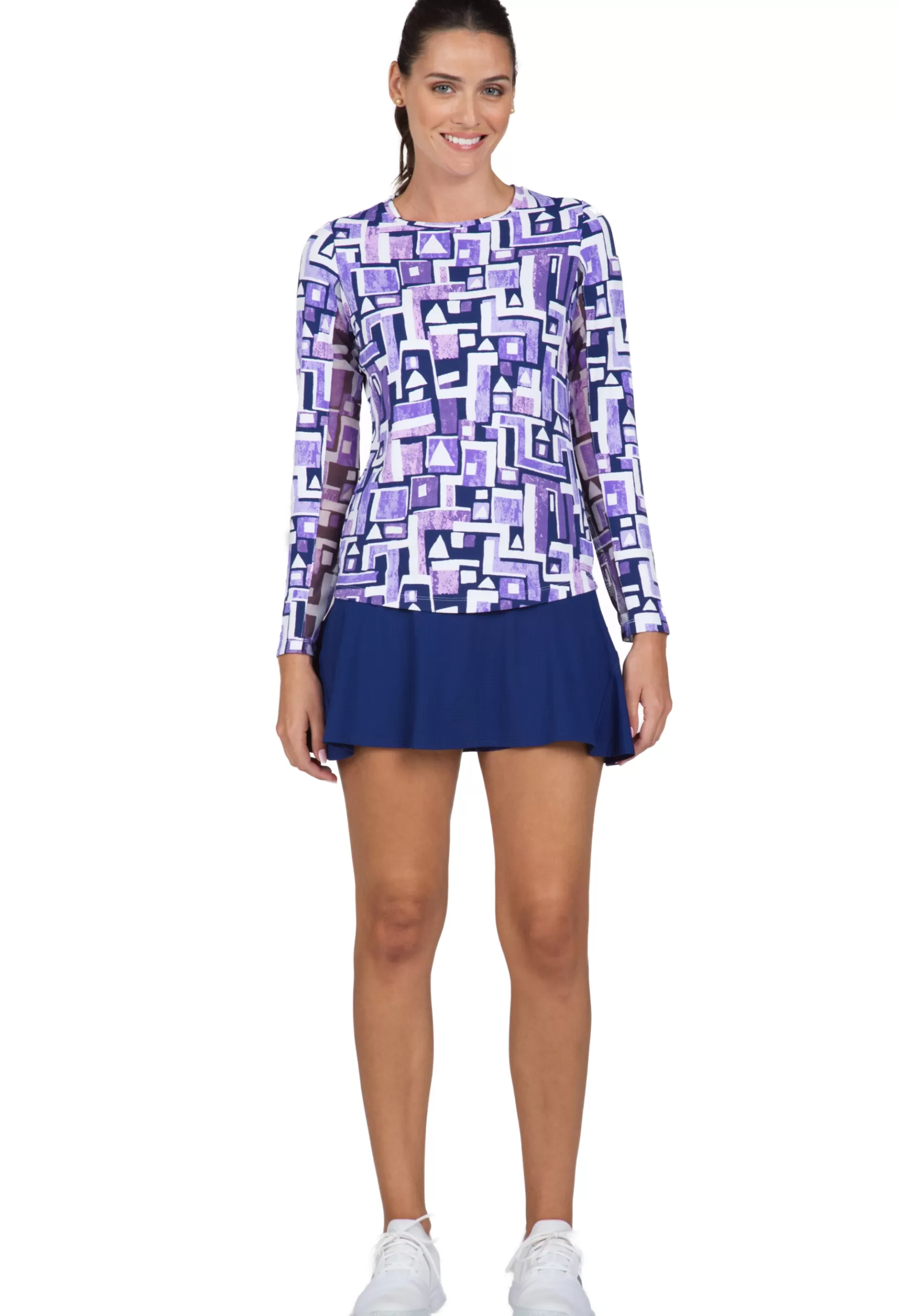 Jennifer Print Long Sleeve Crew Neck 12543^IBKUL Clearance