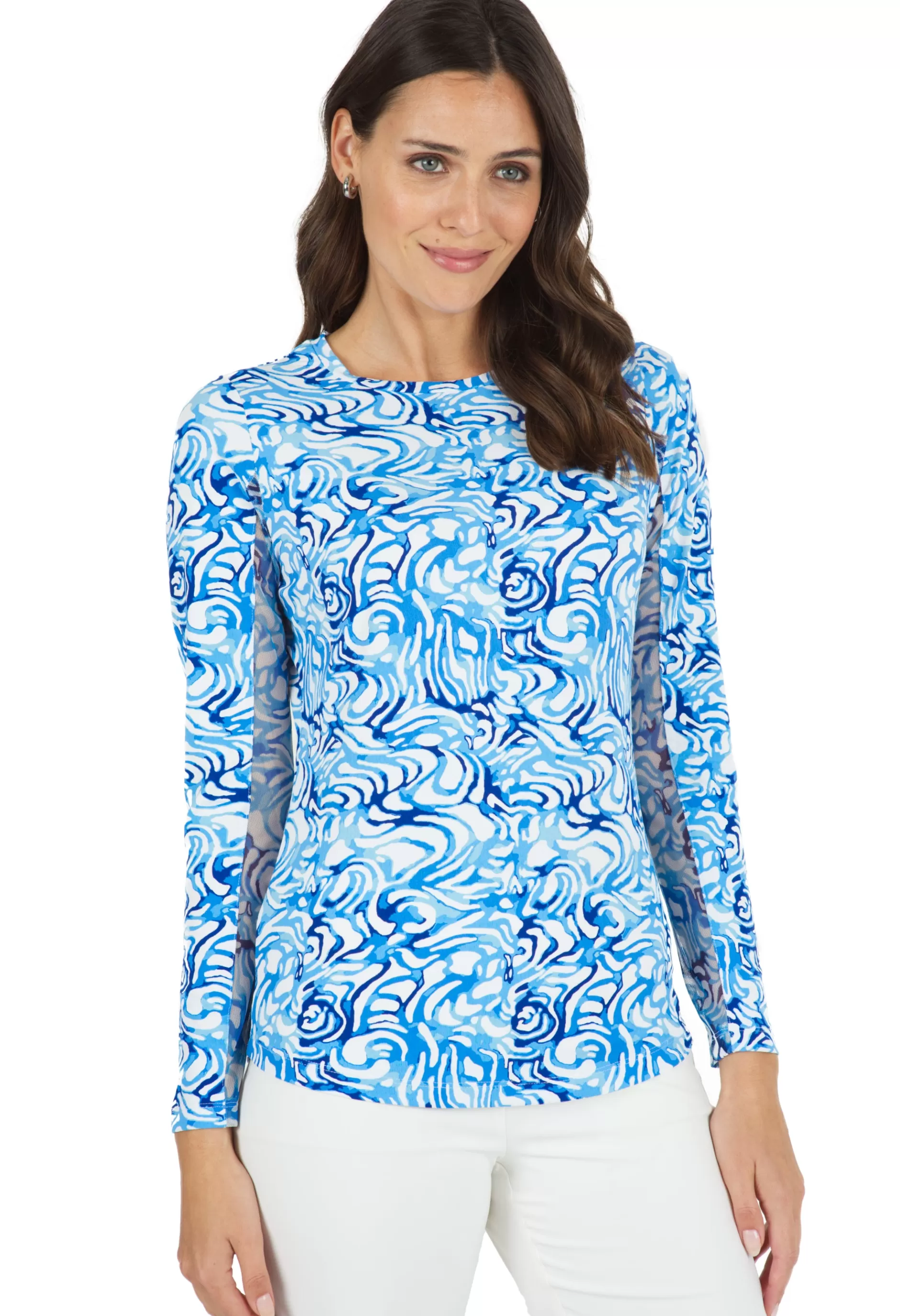 Kinsley Print Long Sleeve Crew Neck 12485^IBKUL Hot