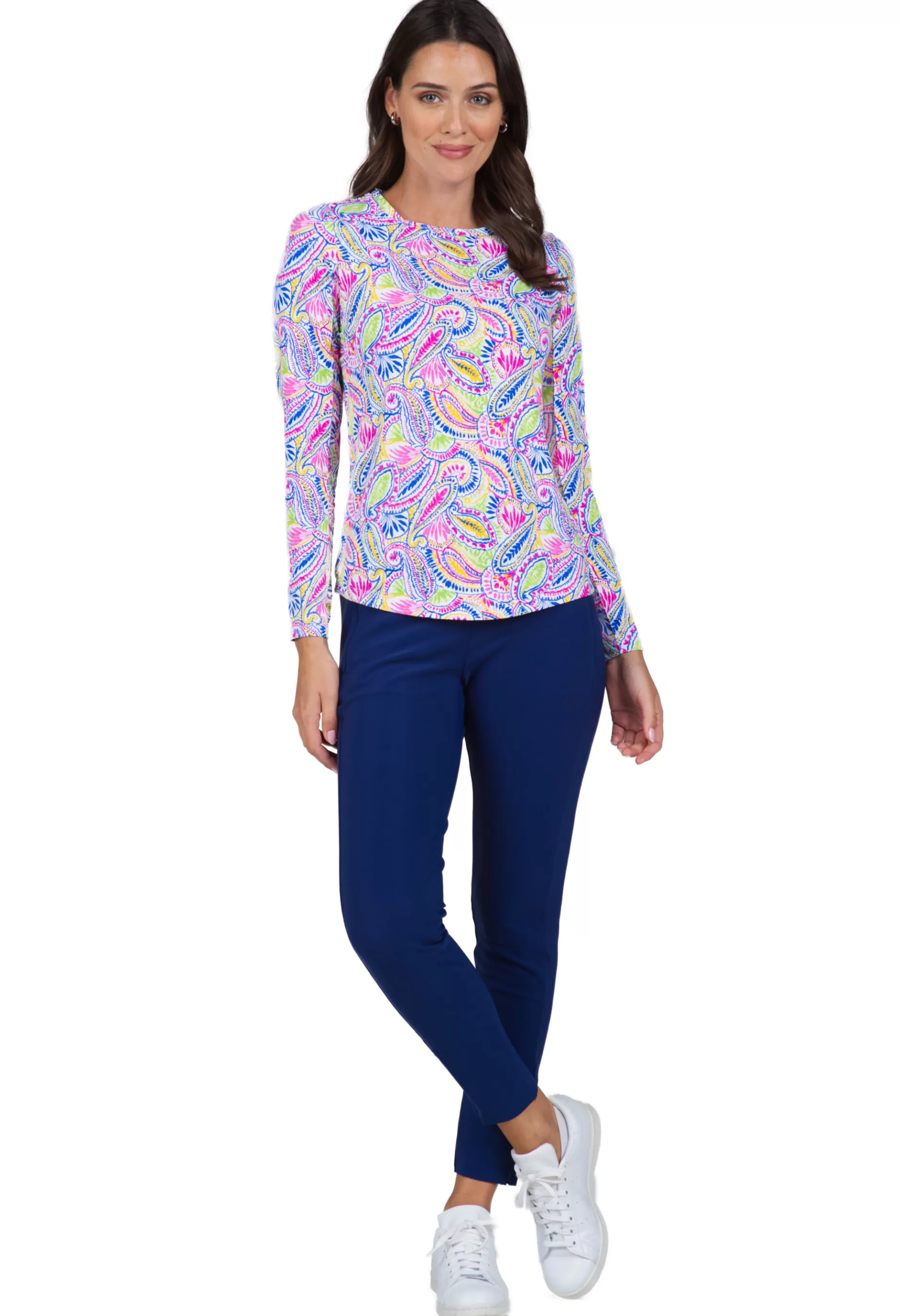 Massie Print Long Sleeve Crew Neck 12541^IBKUL Outlet