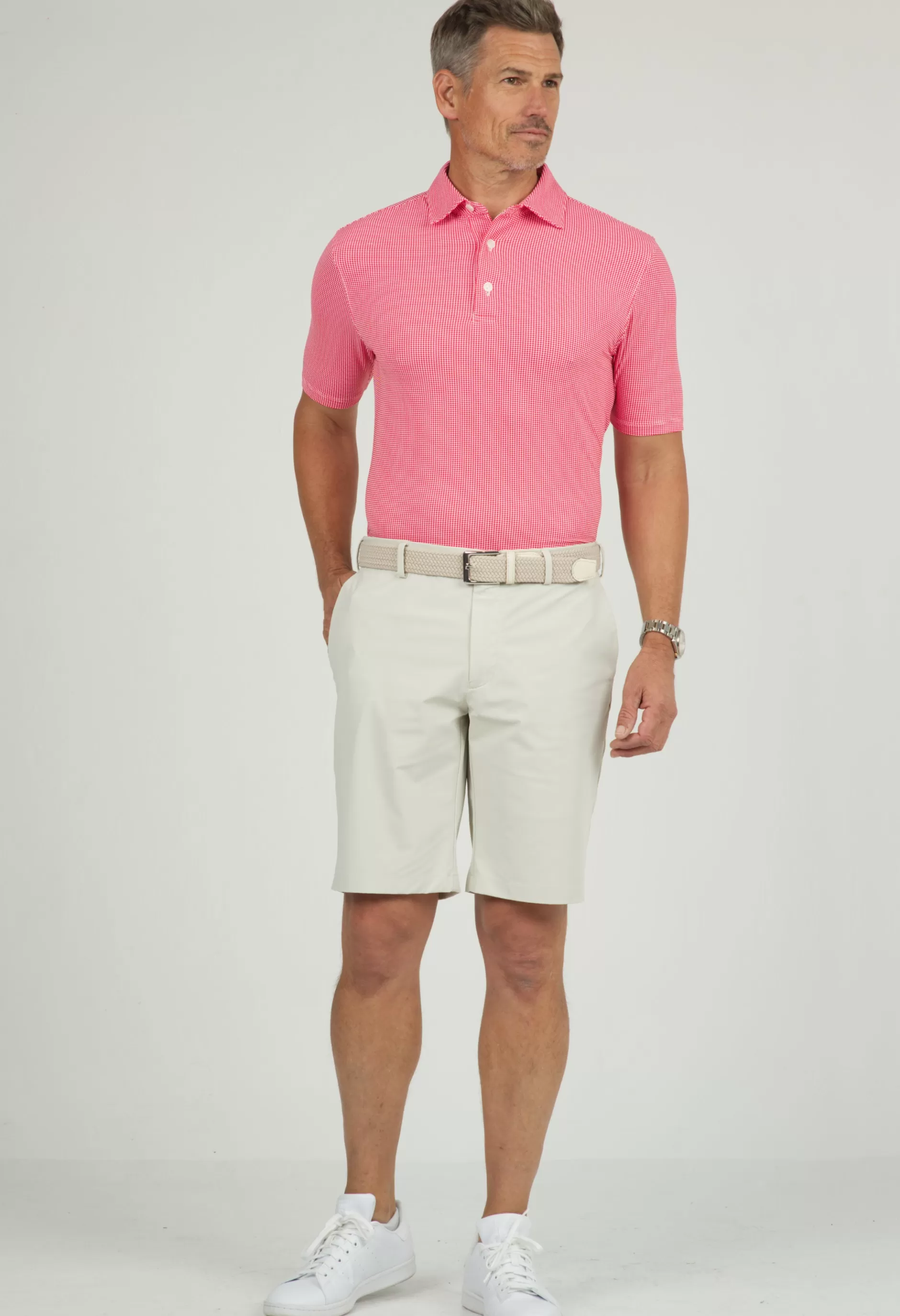 Mini Check Print Short Sleeve Polo 94754 (Modern Fit)^IBKUL Outlet