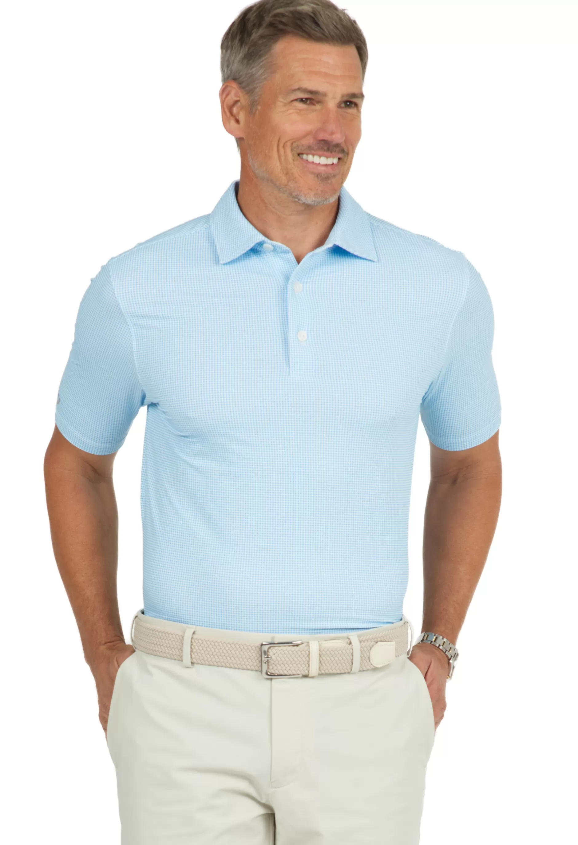 Mini Check Print Short Sleeve Polo 94754 (Modern Fit)^IBKUL Outlet
