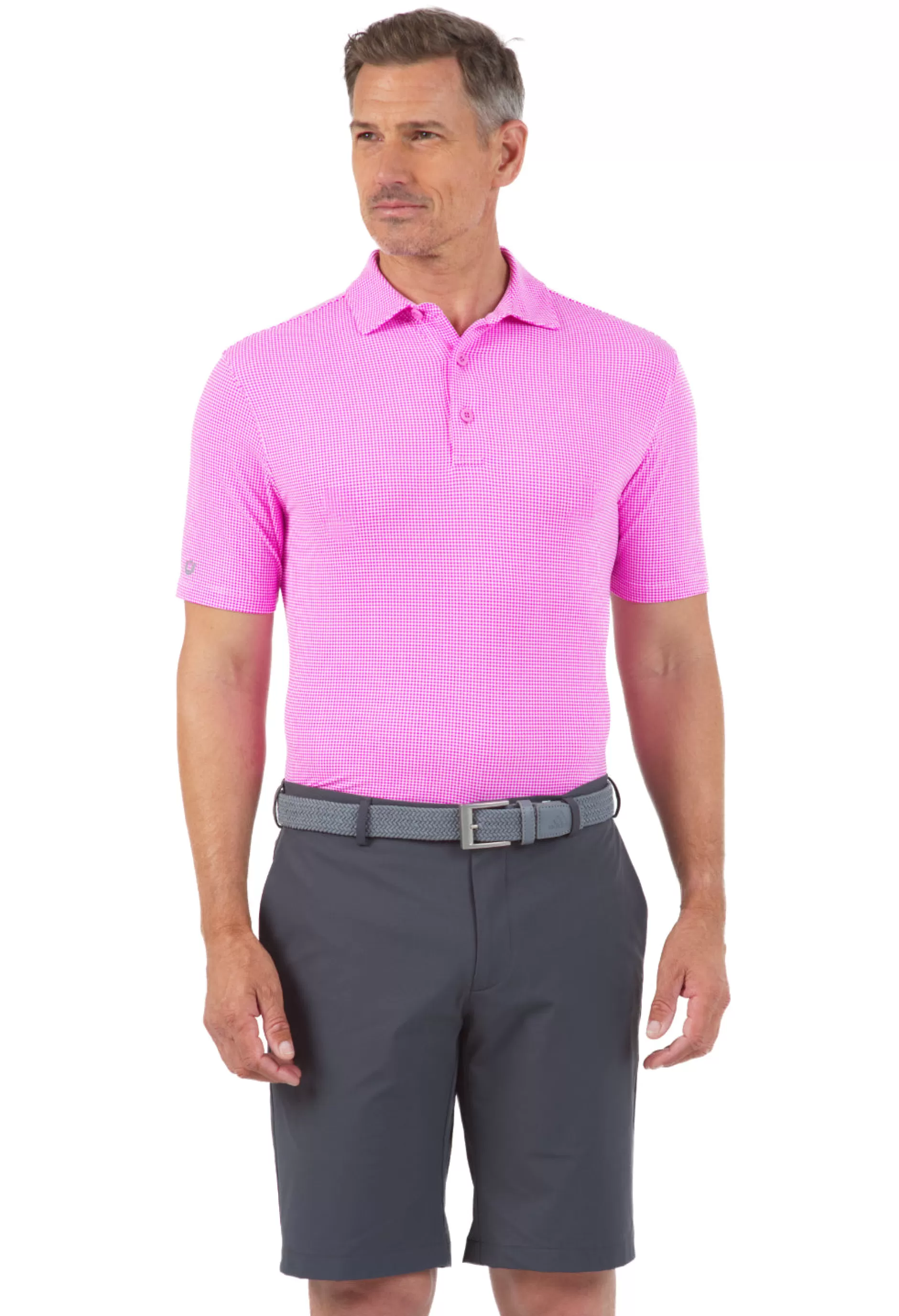 Mini Check Print Short Sleeve Polo 94754 (Modern Fit)^IBKUL Outlet