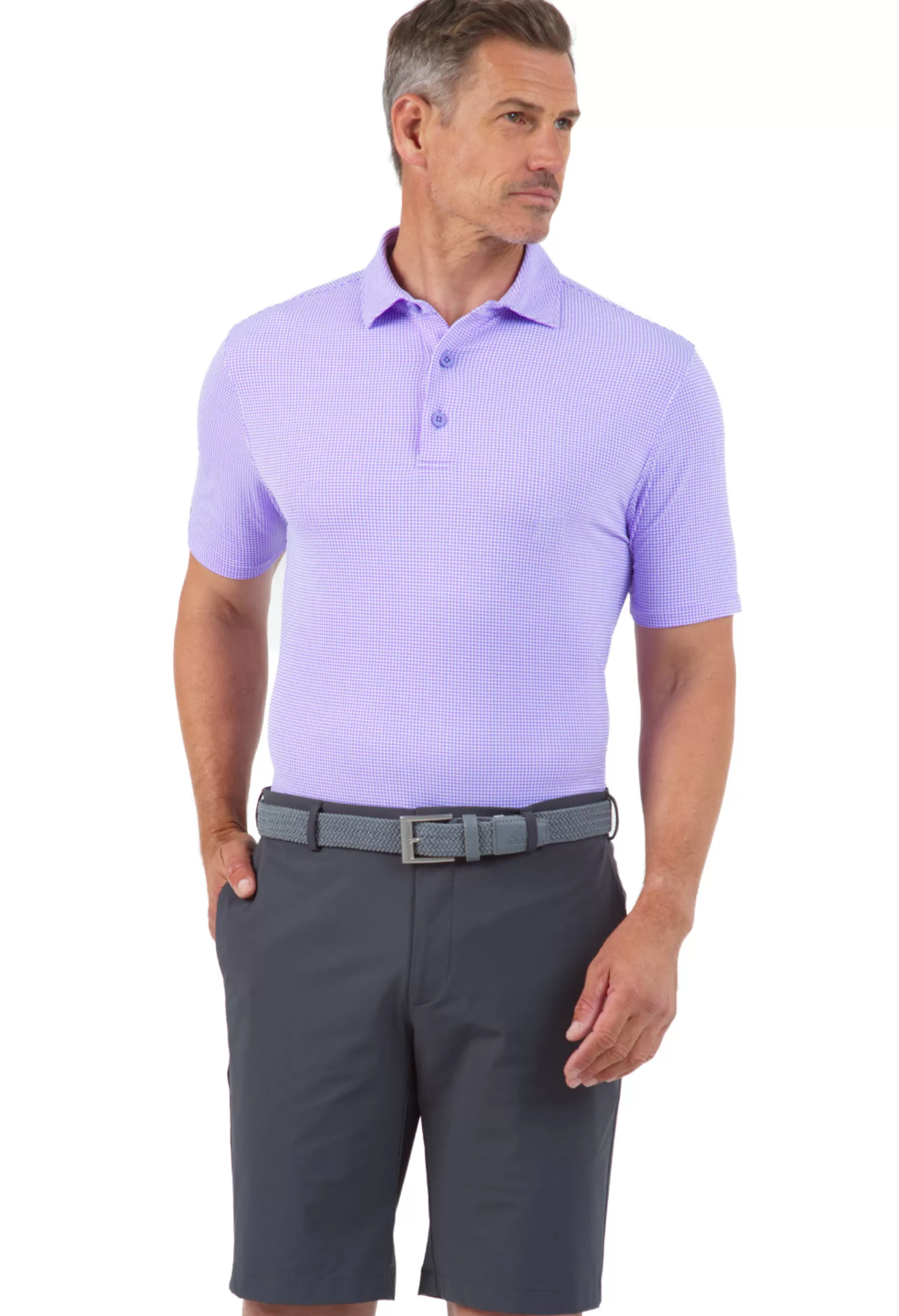 Mini Check Print Short Sleeve Polo 94754 (Modern Fit)^IBKUL Outlet