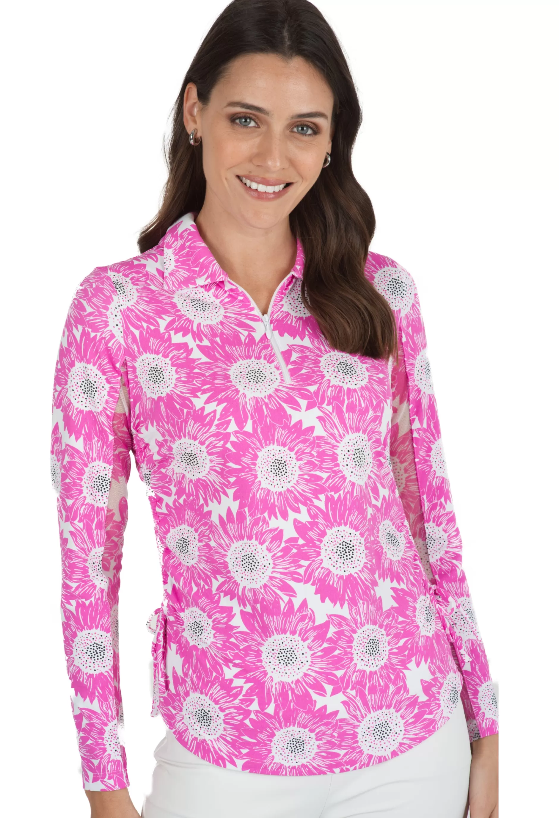 Ruthie Print Adjustable Length Long Sleeve Polo - 48486^IBKUL Outlet