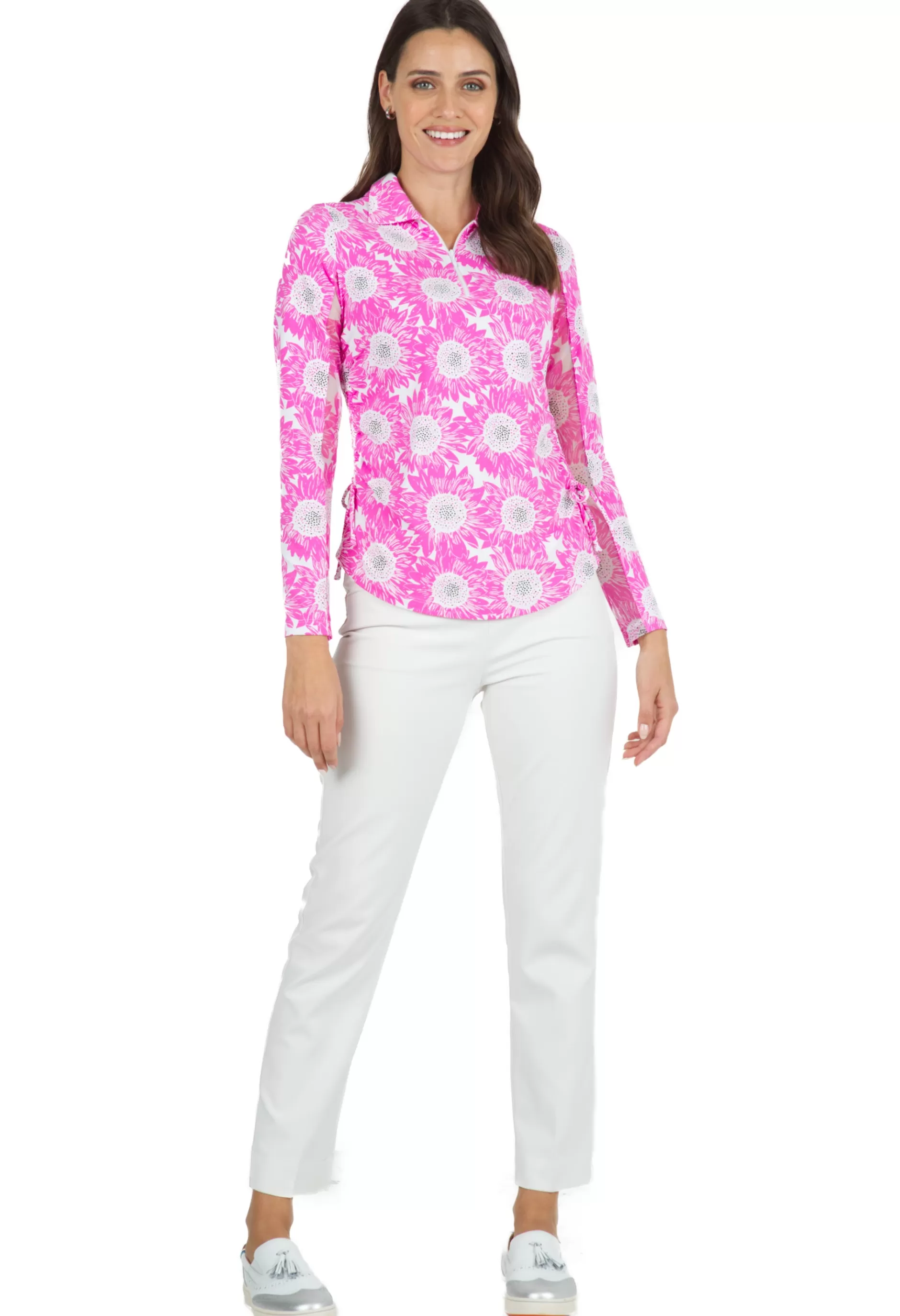 Ruthie Print Adjustable Length Long Sleeve Polo - 48486^IBKUL Outlet