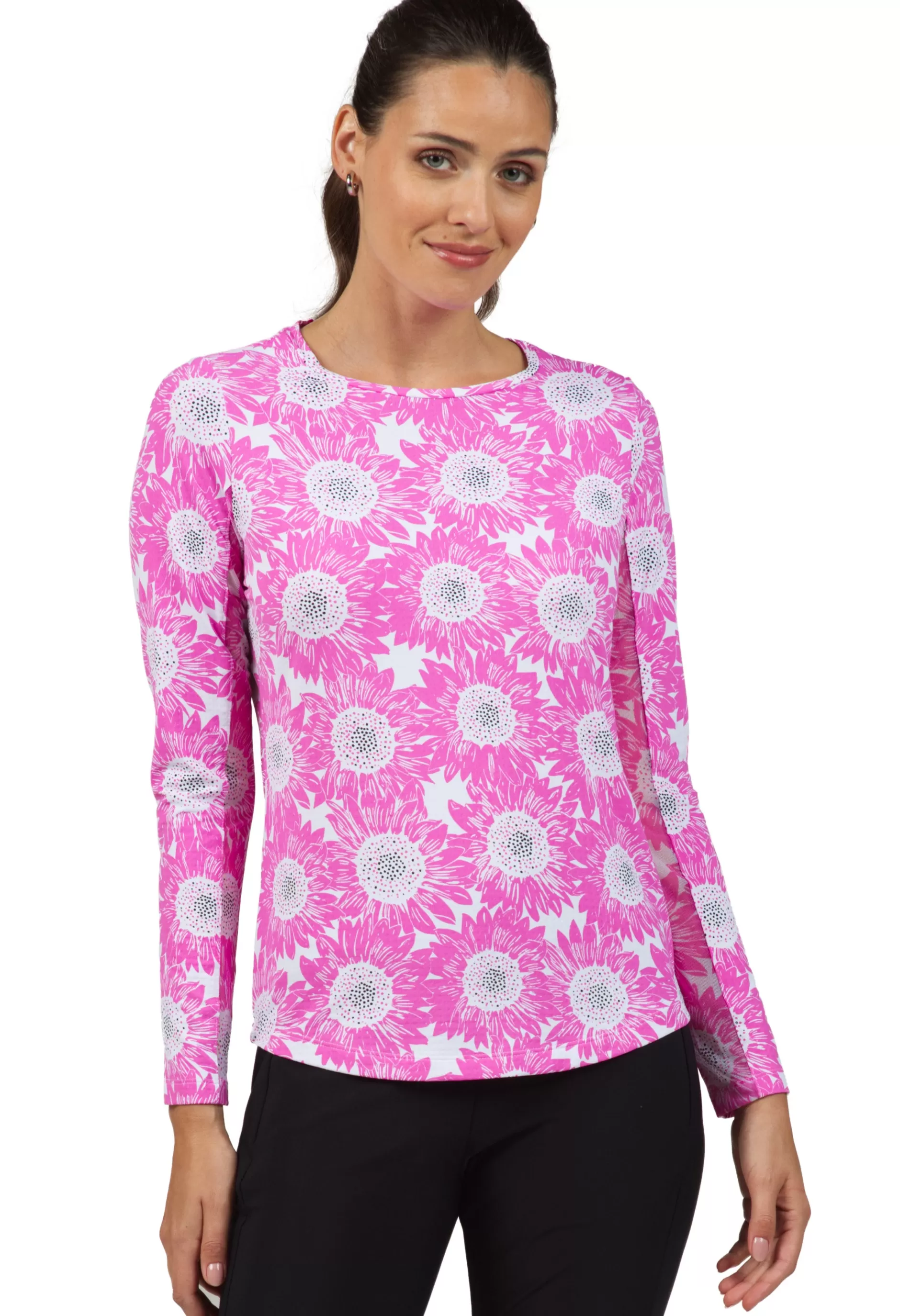 Ruthie Print Long Sleeve Crew Neck 12486^IBKUL Best Sale