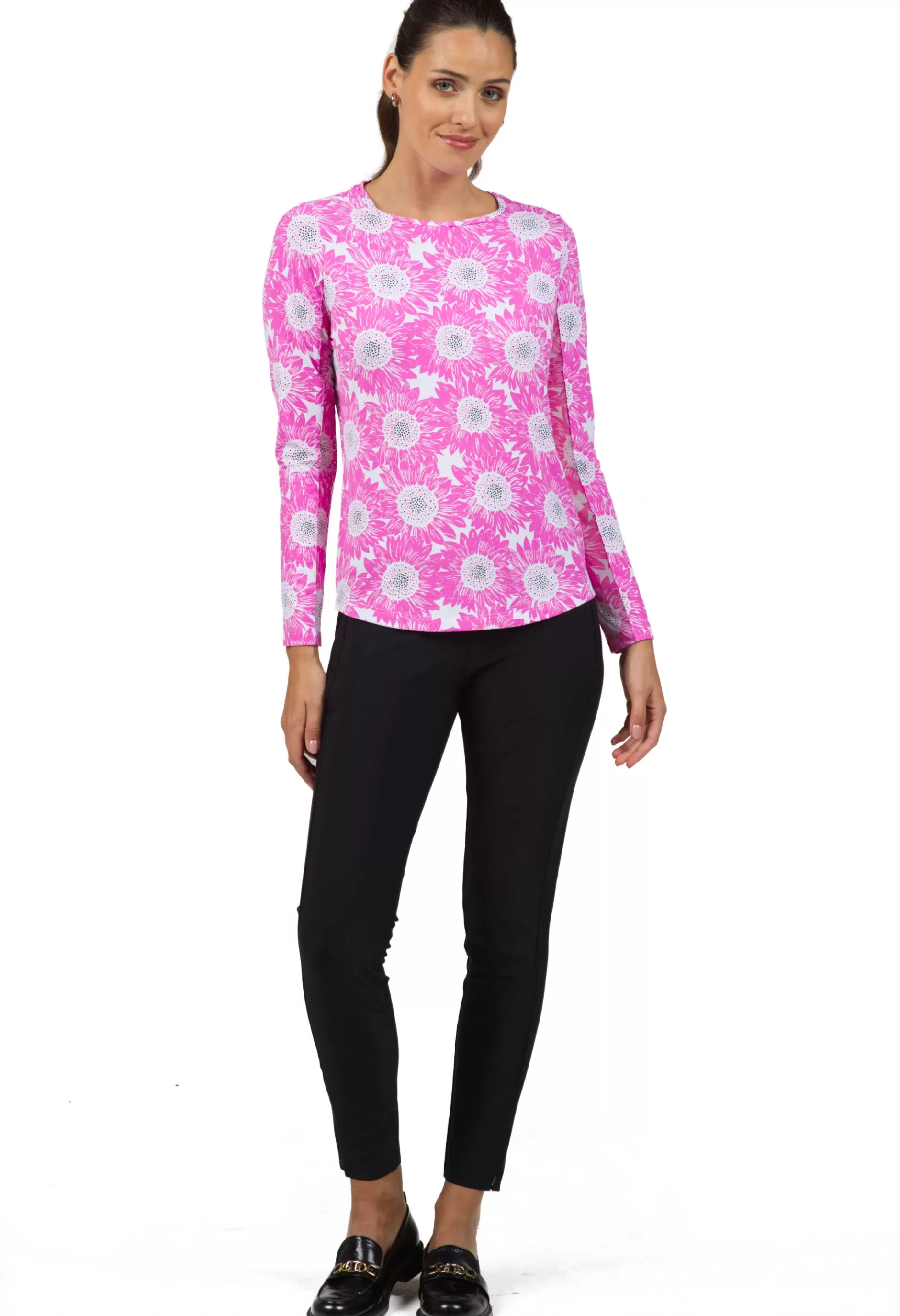 Ruthie Print Long Sleeve Crew Neck 12486^IBKUL Best Sale