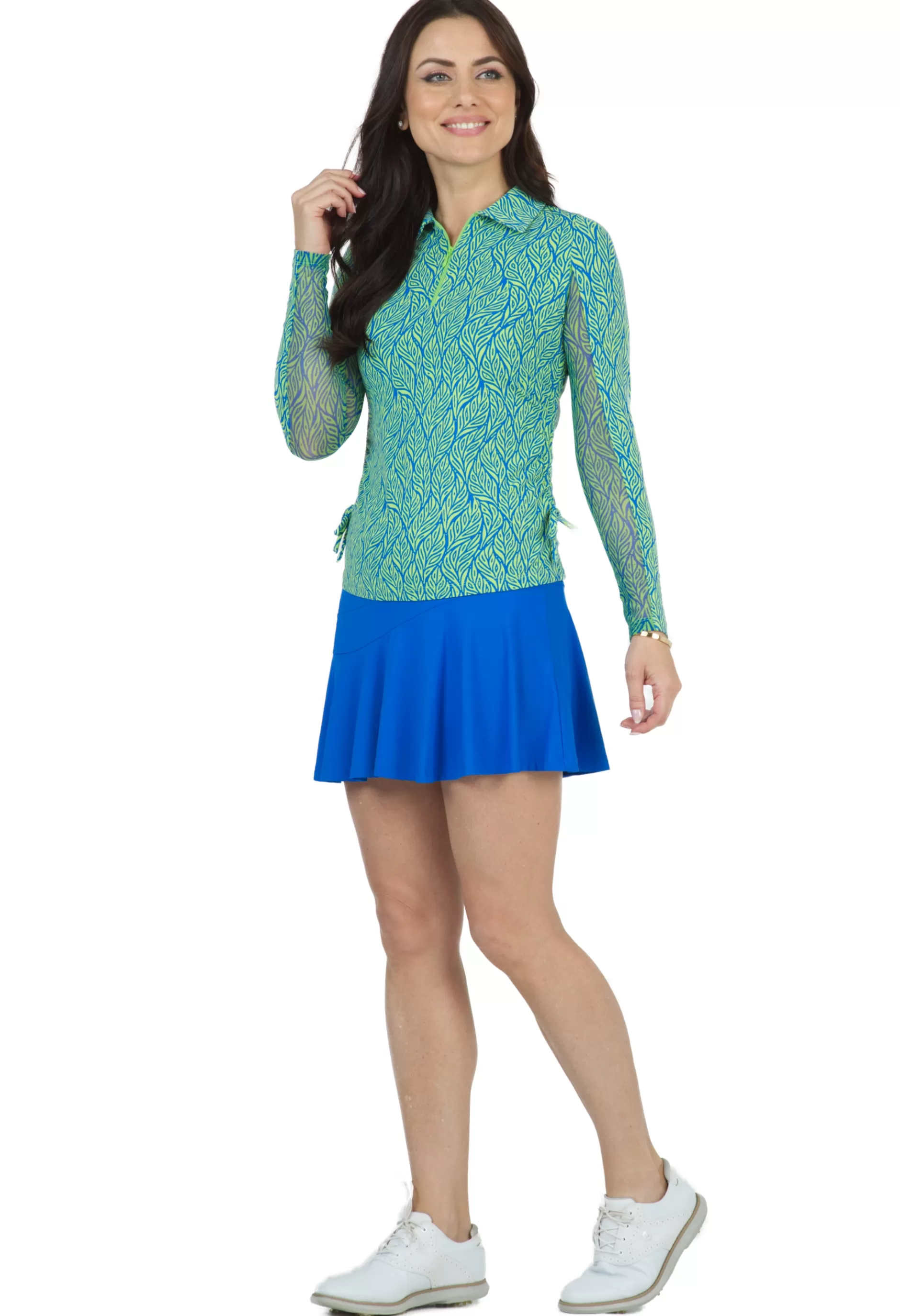 Sally Print Adjustable Length Long Sleeve Polo - 48655^IBKUL Sale