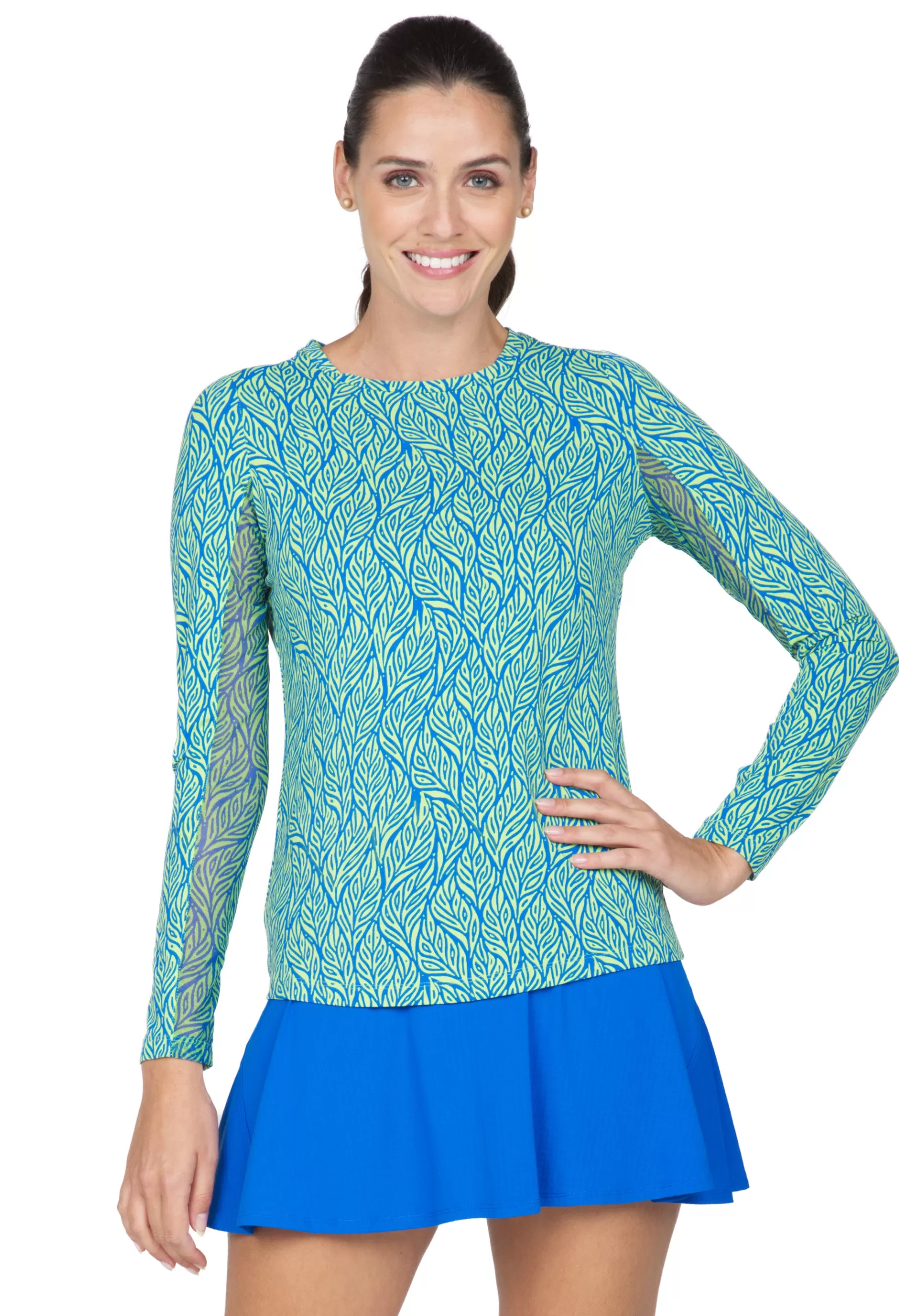 Sally Print Long Sleeve Crew Neck 12655^IBKUL Cheap