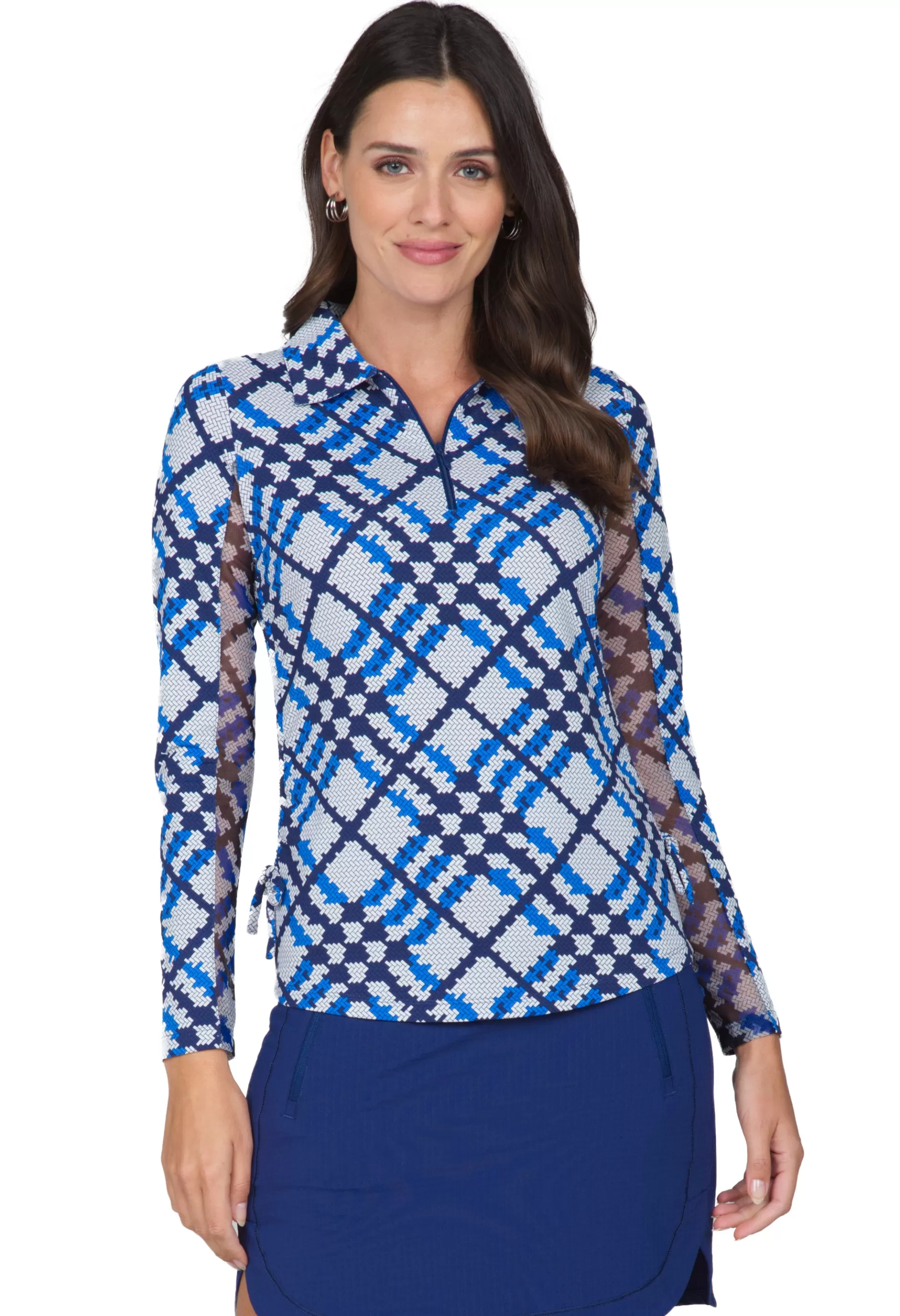 Sonika Print Adjustable Length Long Sleeve Polo - 48653^IBKUL Cheap