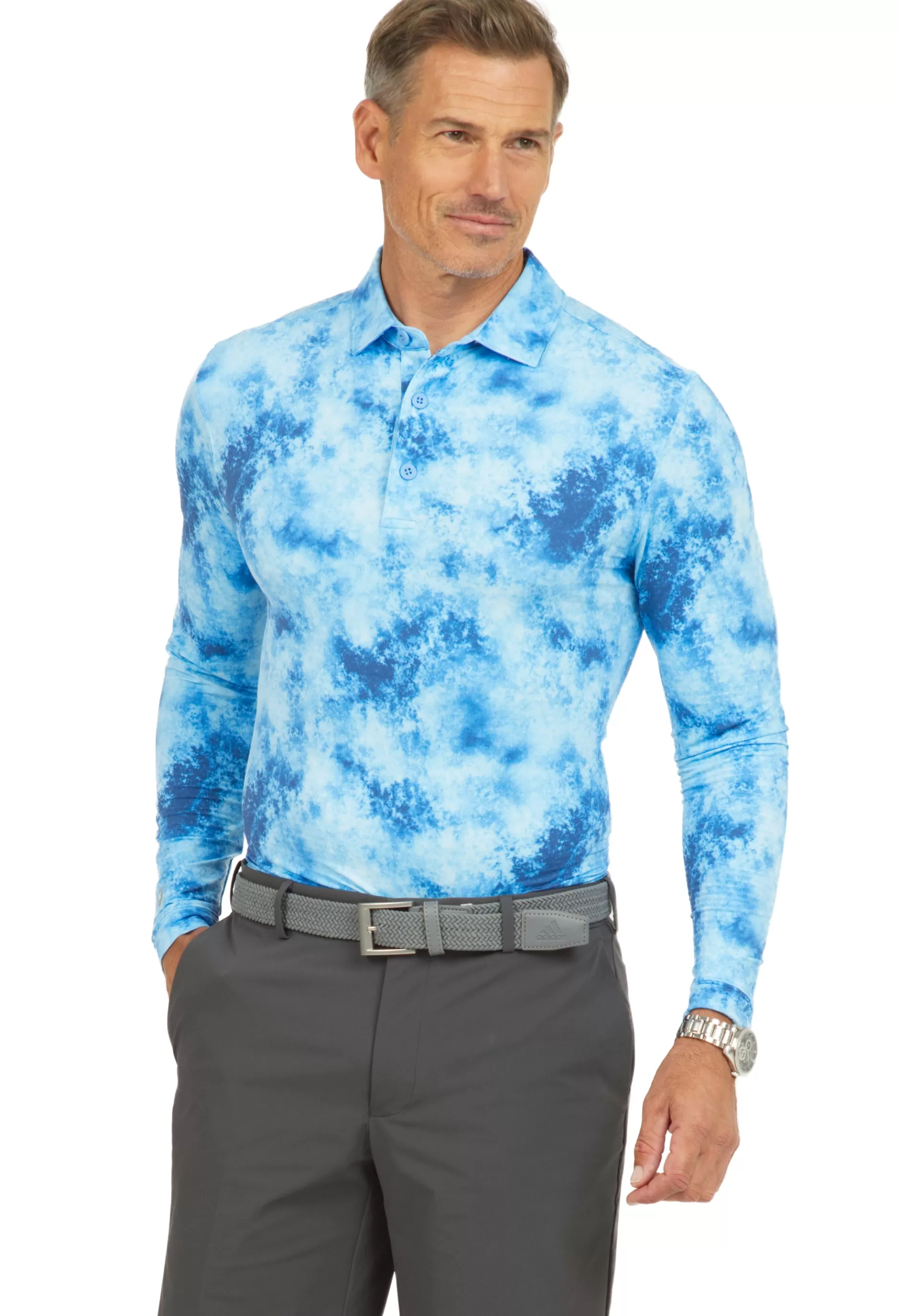 Tie-Dye Print Long Sleeve Polo 95125 (Modern Fit)^IBKUL Cheap