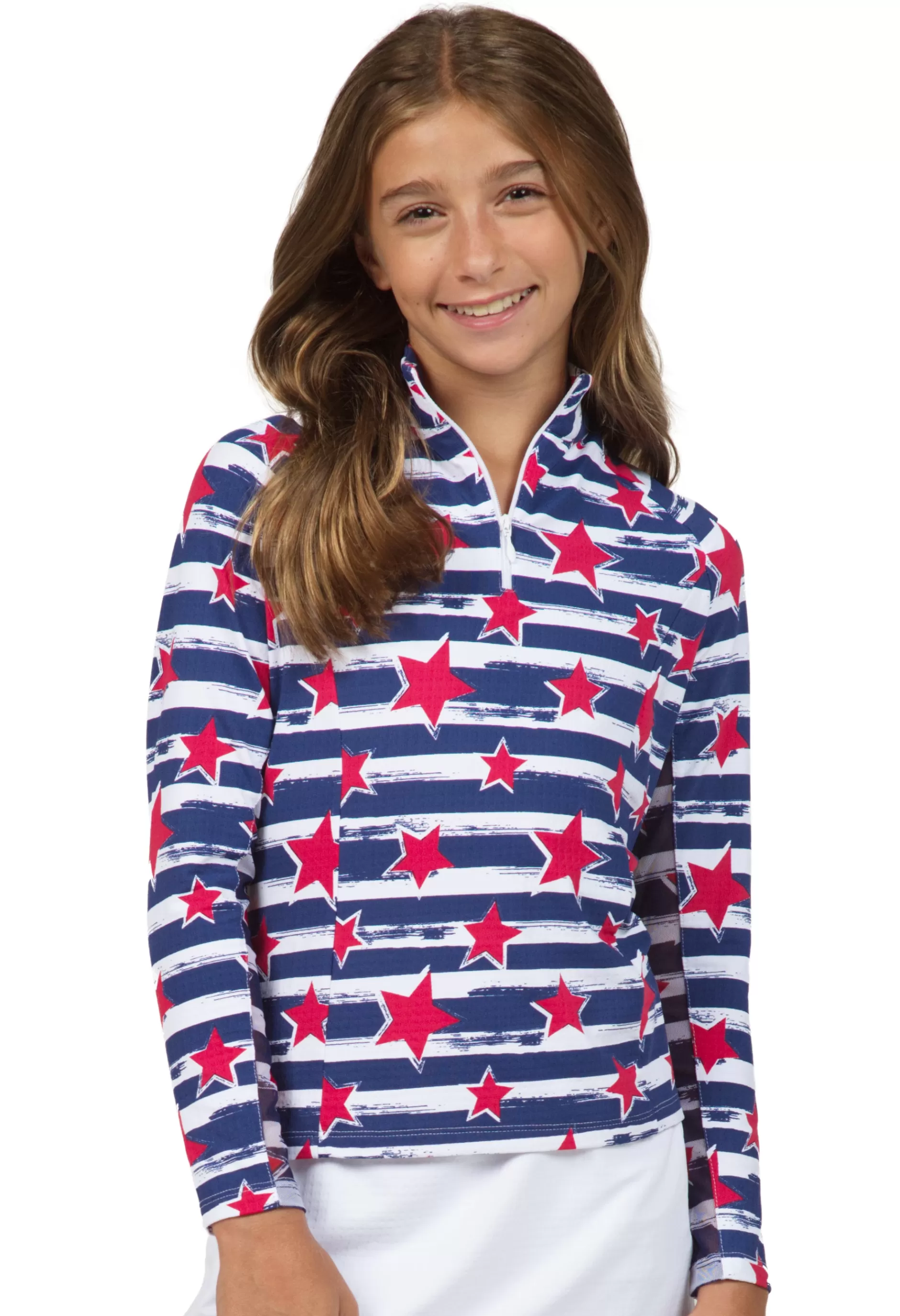 Youth Americana Ii Print Long Sleeve Mock Neck Top 10490G^IBKUL Hot