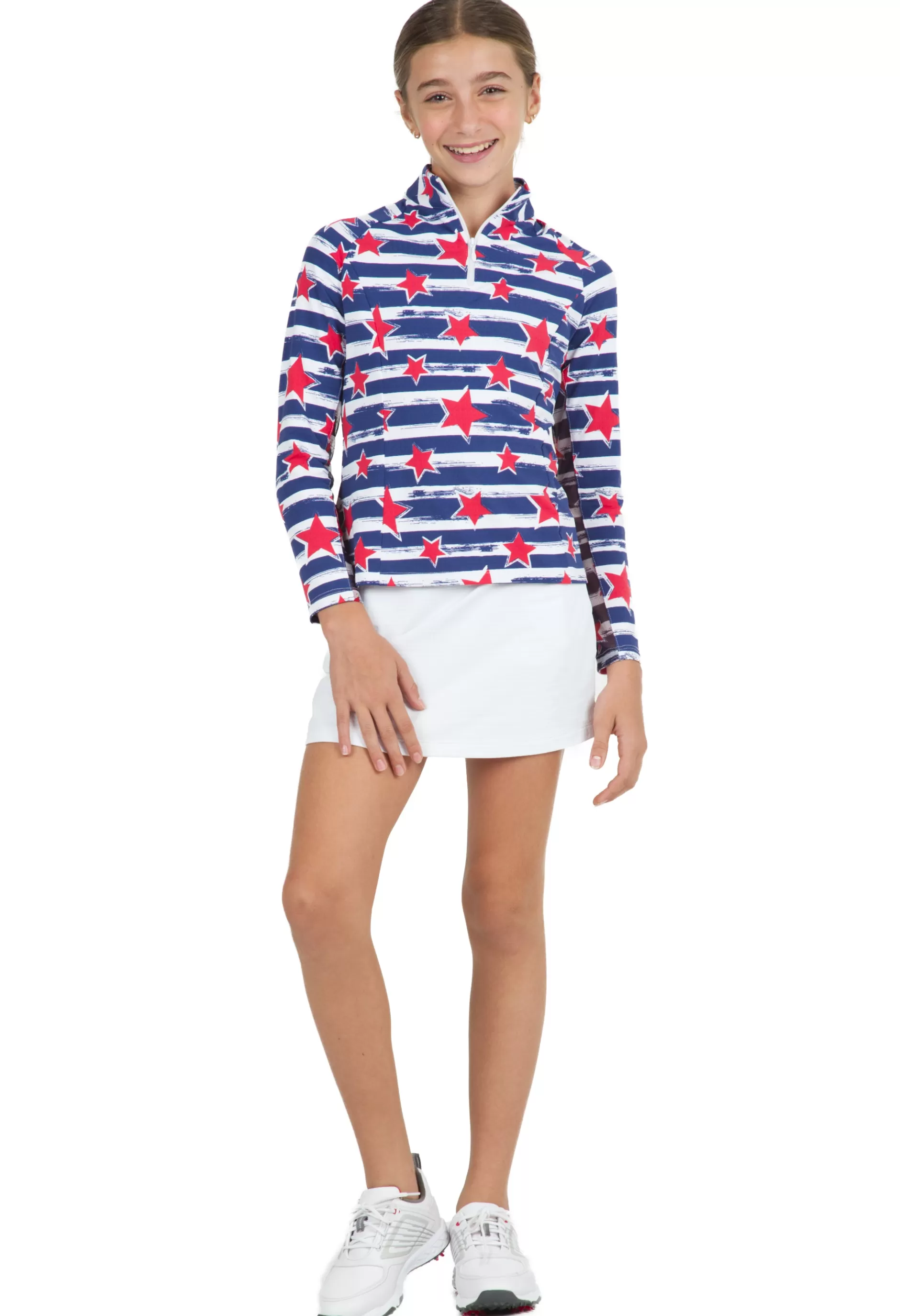Youth Americana Ii Print Long Sleeve Mock Neck Top 10490G^IBKUL Hot