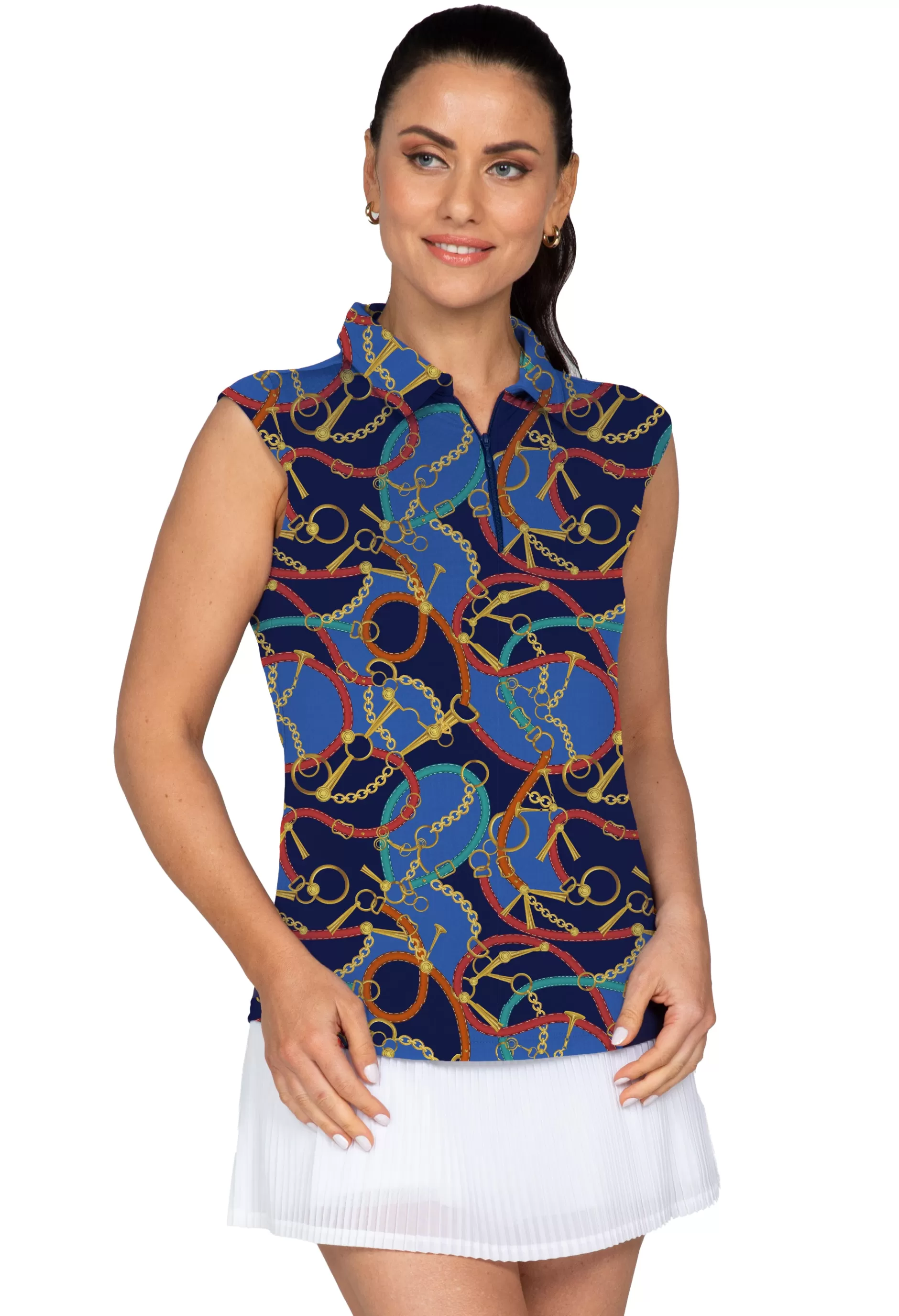 Zena Print Sleeveless Polo 14491^IBKUL Fashion